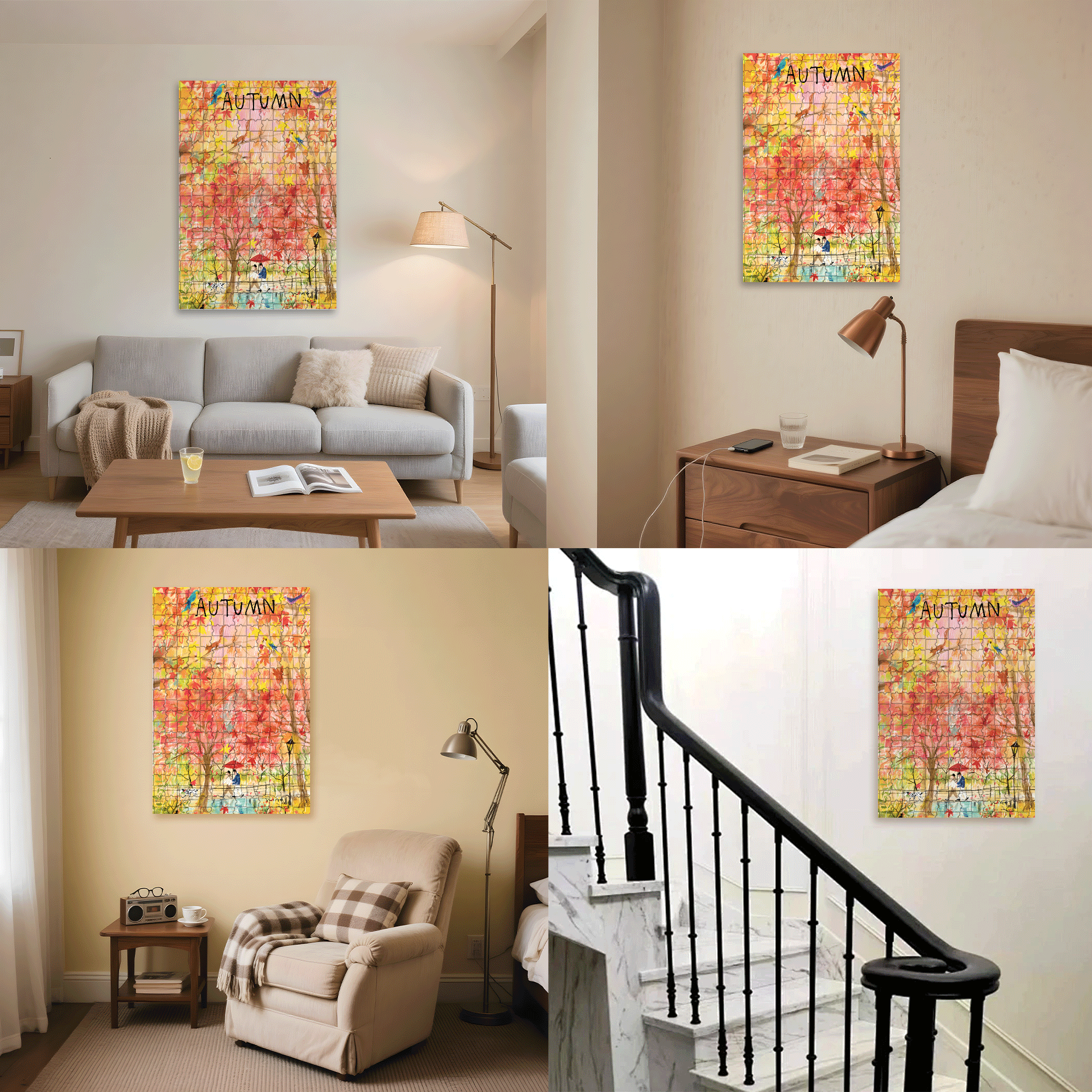 Retain Autumn 500pcs/1000pcs Jigsaw Puzzle, Scratch-Resistant, Interactive Family Game & Brain-Boosting DIY Decor, Perfect for Halloween, Christmas & New Year Gifts, Family Puzzle Game