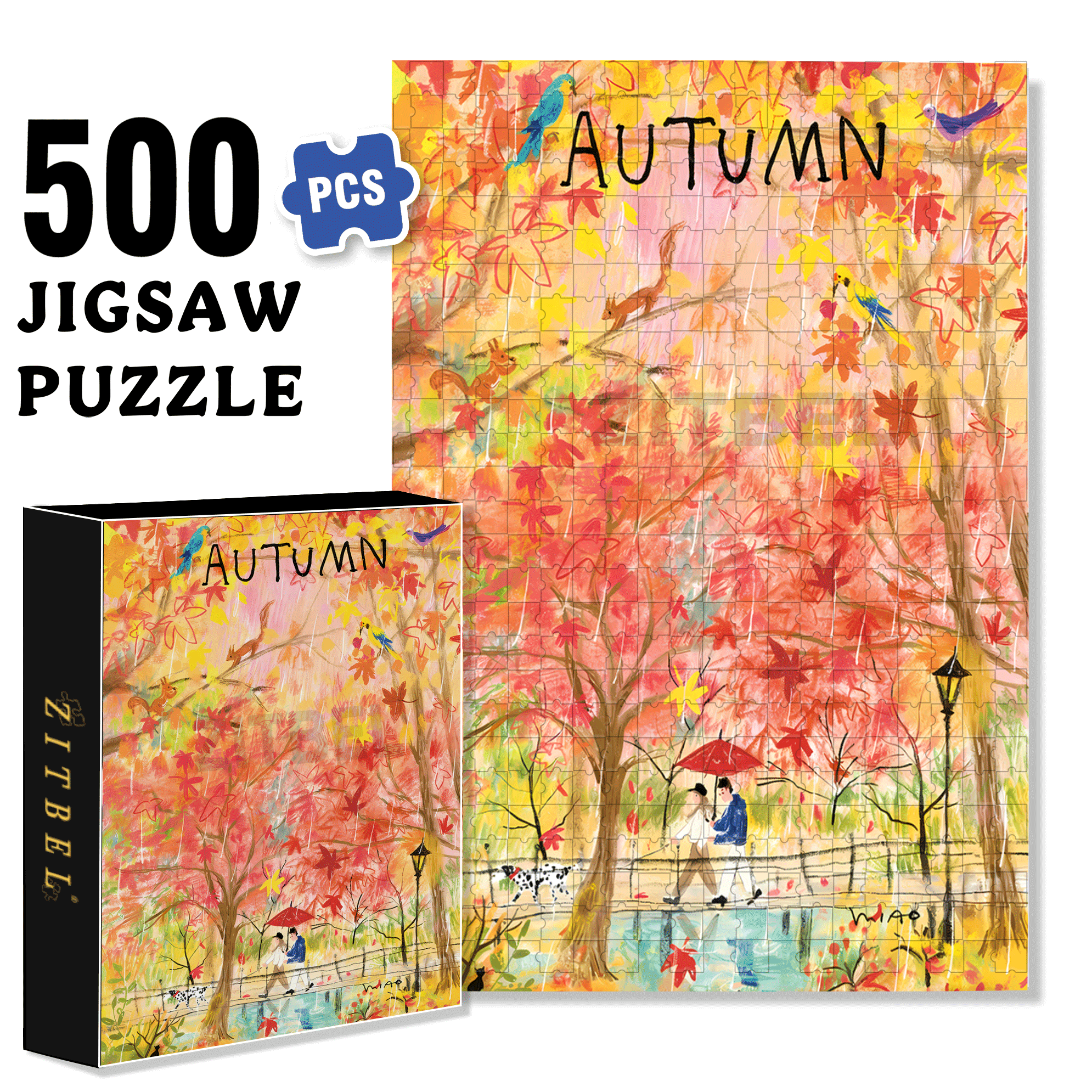 Retain Autumn 500pcs/1000pcs Jigsaw Puzzle, Scratch-Resistant, Interactive Family Game & Brain-Boosting DIY Decor, Perfect for Halloween, Christmas & New Year Gifts, Family Puzzle Game