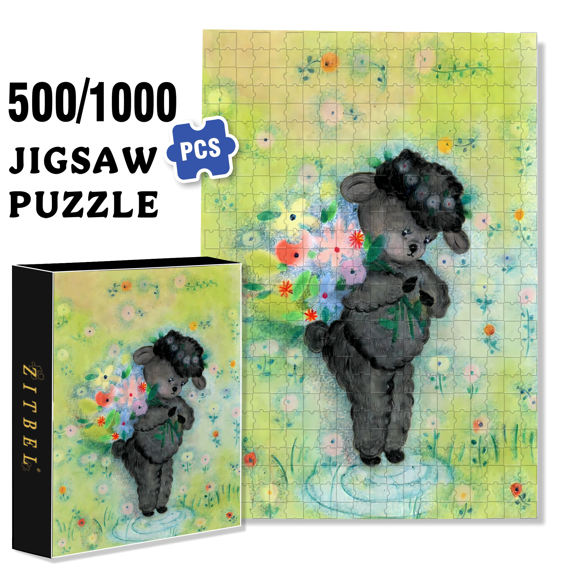 Retro Lamb 2 500pcs/1000pcs Jigsaw Puzzle, Scratch-Resistant, Interactive Family Game & Brain-Boosting DIY Decor, Perfect for Halloween, Christmas & New Year Gifts, Family Puzzle Game