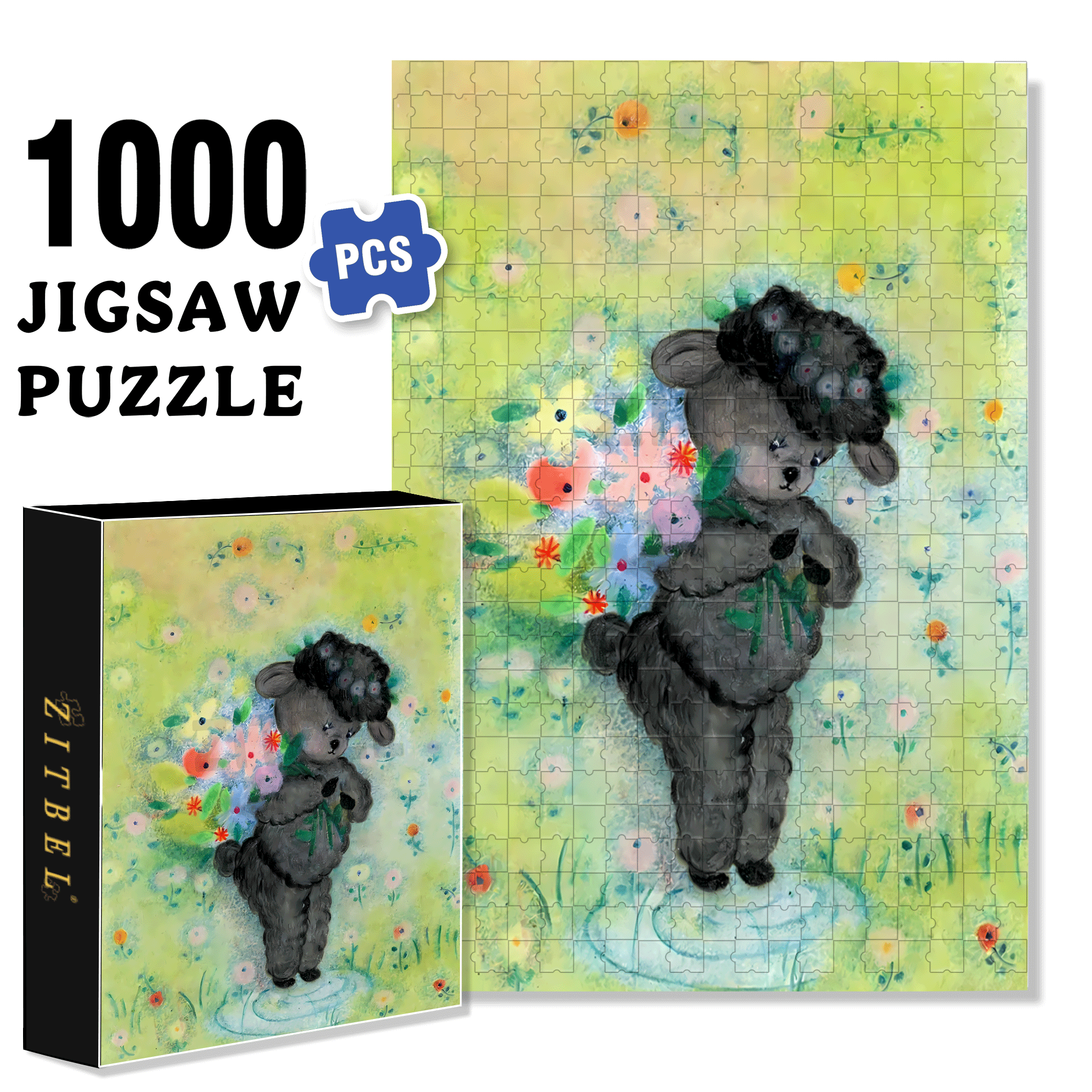 Retro Lamb 2 500pcs/1000pcs Jigsaw Puzzle, Scratch-Resistant, Interactive Family Game & Brain-Boosting DIY Decor, Perfect for Halloween, Christmas & New Year Gifts, Family Puzzle Game