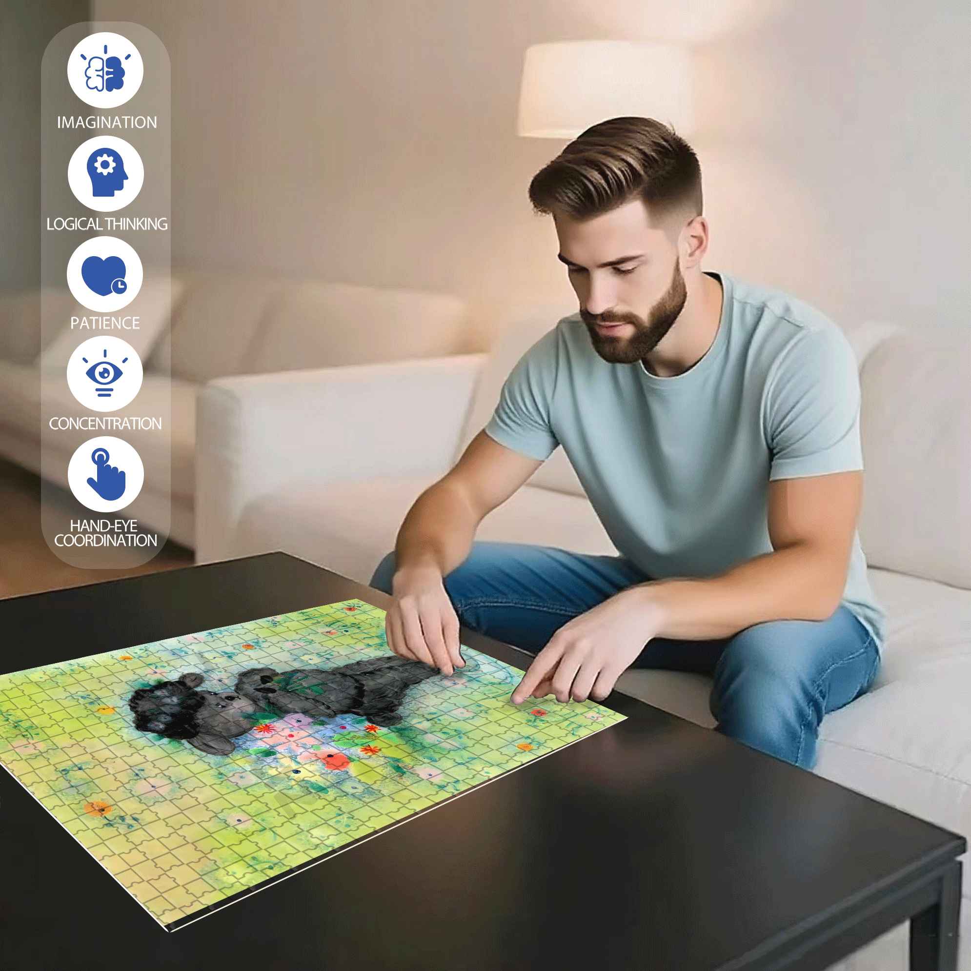 Retro Lamb 2 500pcs/1000pcs Jigsaw Puzzle, Scratch-Resistant, Interactive Family Game & Brain-Boosting DIY Decor, Perfect for Halloween, Christmas & New Year Gifts, Family Puzzle Game