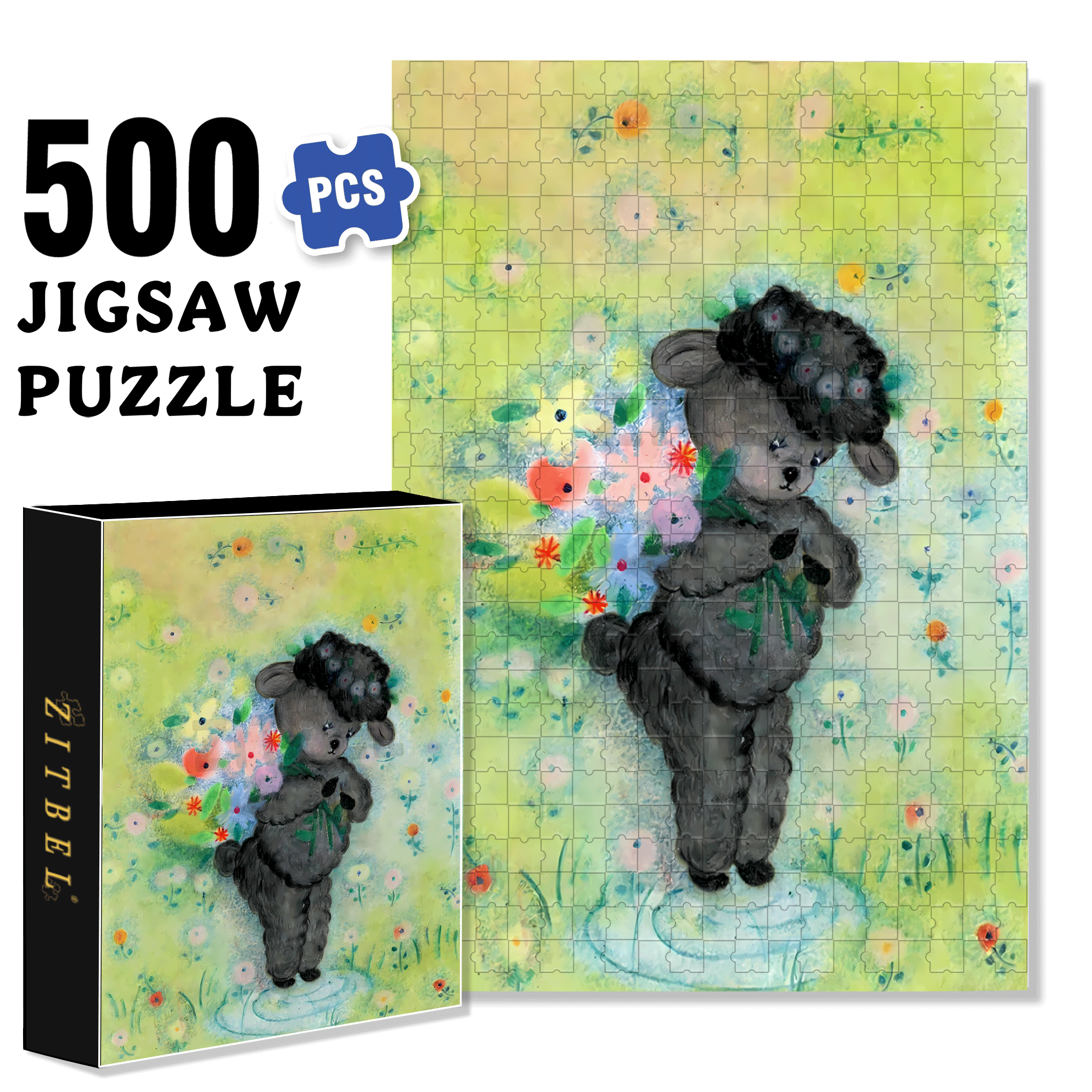 Retro Lamb 2 500pcs/1000pcs Jigsaw Puzzle, Scratch-Resistant, Interactive Family Game & Brain-Boosting DIY Decor, Perfect for Halloween, Christmas & New Year Gifts, Family Puzzle Game
