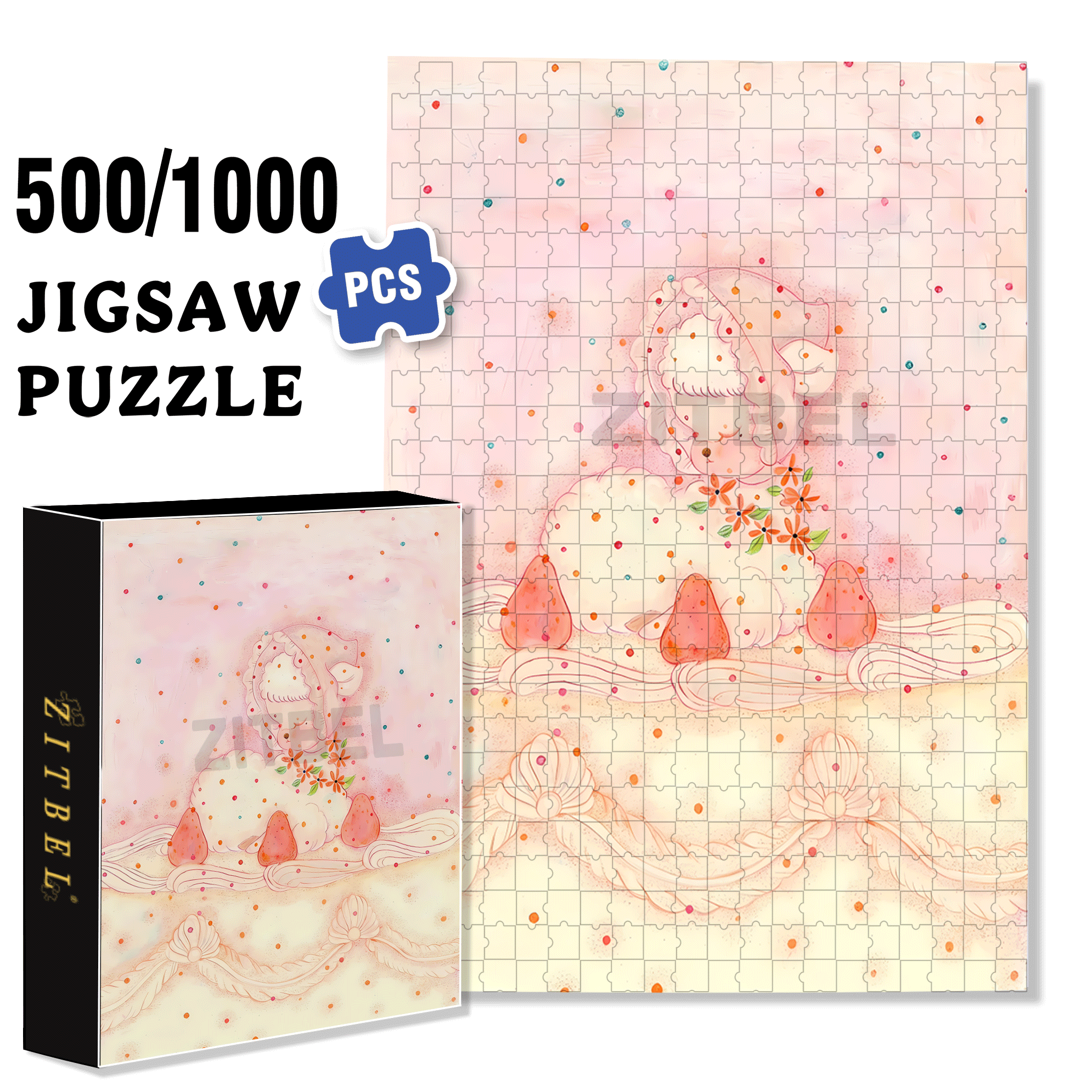 Retro Lamb 3 500pcs/1000pcs Jigsaw Puzzle, Scratch-Resistant, Interactive Family Game & Brain-Boosting DIY Decor, Perfect for Halloween, Christmas & New Year Gifts, Family Puzzle Game