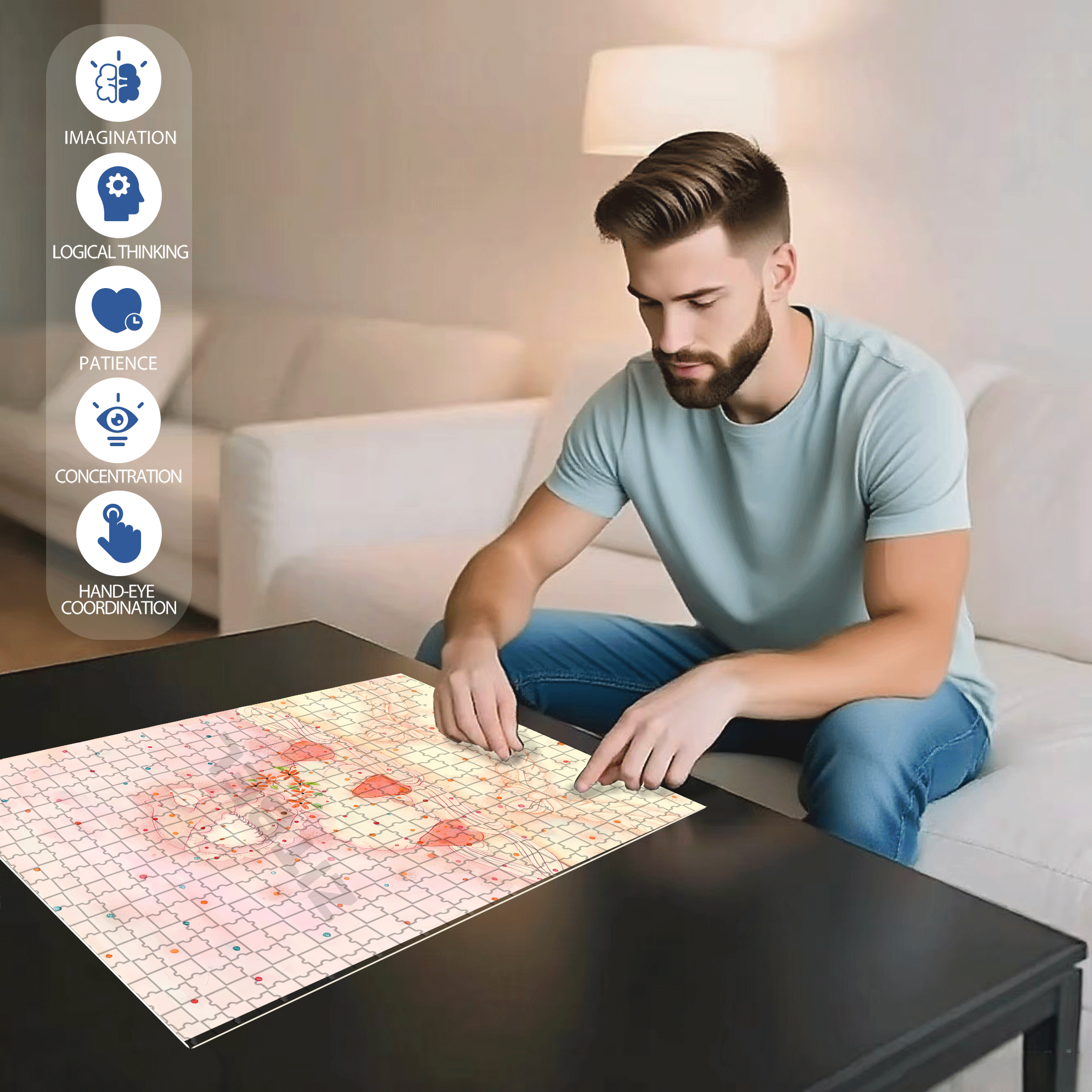 Retro Lamb 3 500pcs/1000pcs Jigsaw Puzzle, Scratch-Resistant, Interactive Family Game & Brain-Boosting DIY Decor, Perfect for Halloween, Christmas & New Year Gifts, Family Puzzle Game