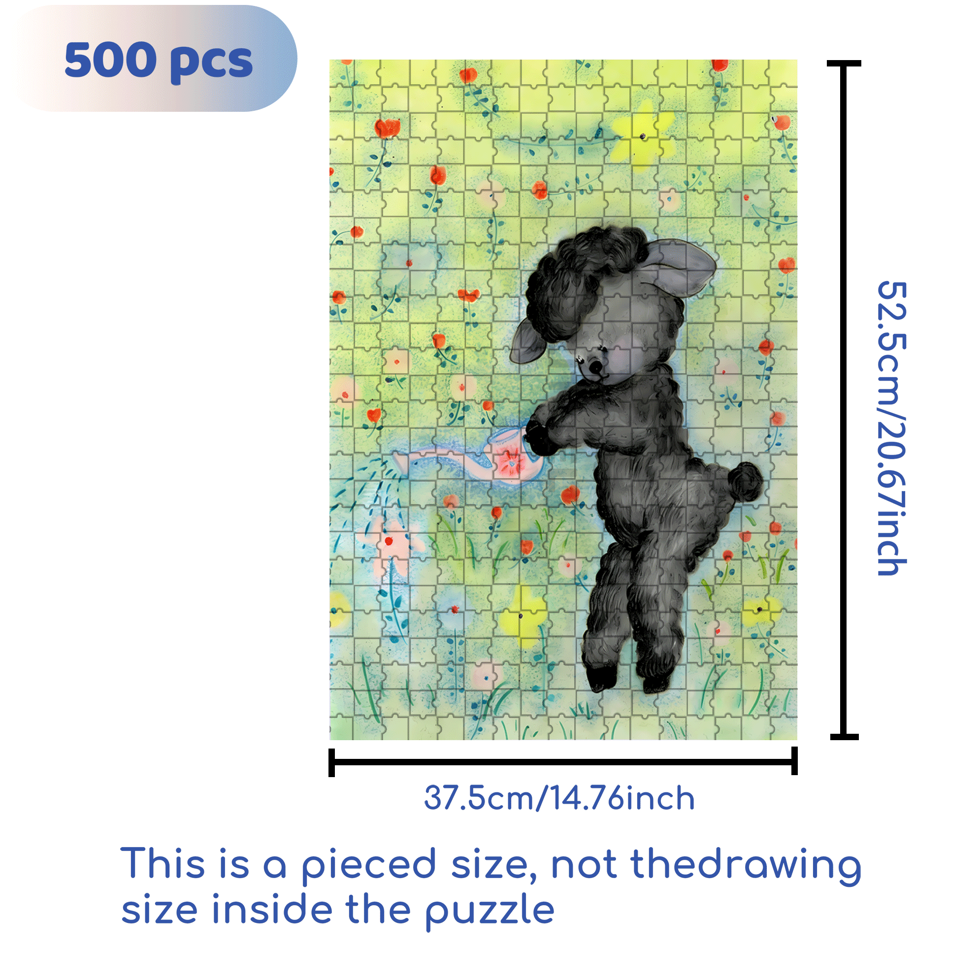 Retro Lamb 500pcs/1000pcs Jigsaw Puzzle, Scratch-Resistant, Interactive Family Game & Brain-Boosting DIY Decor, Perfect for Halloween, Christmas & New Year Gifts, Family Puzzle Game