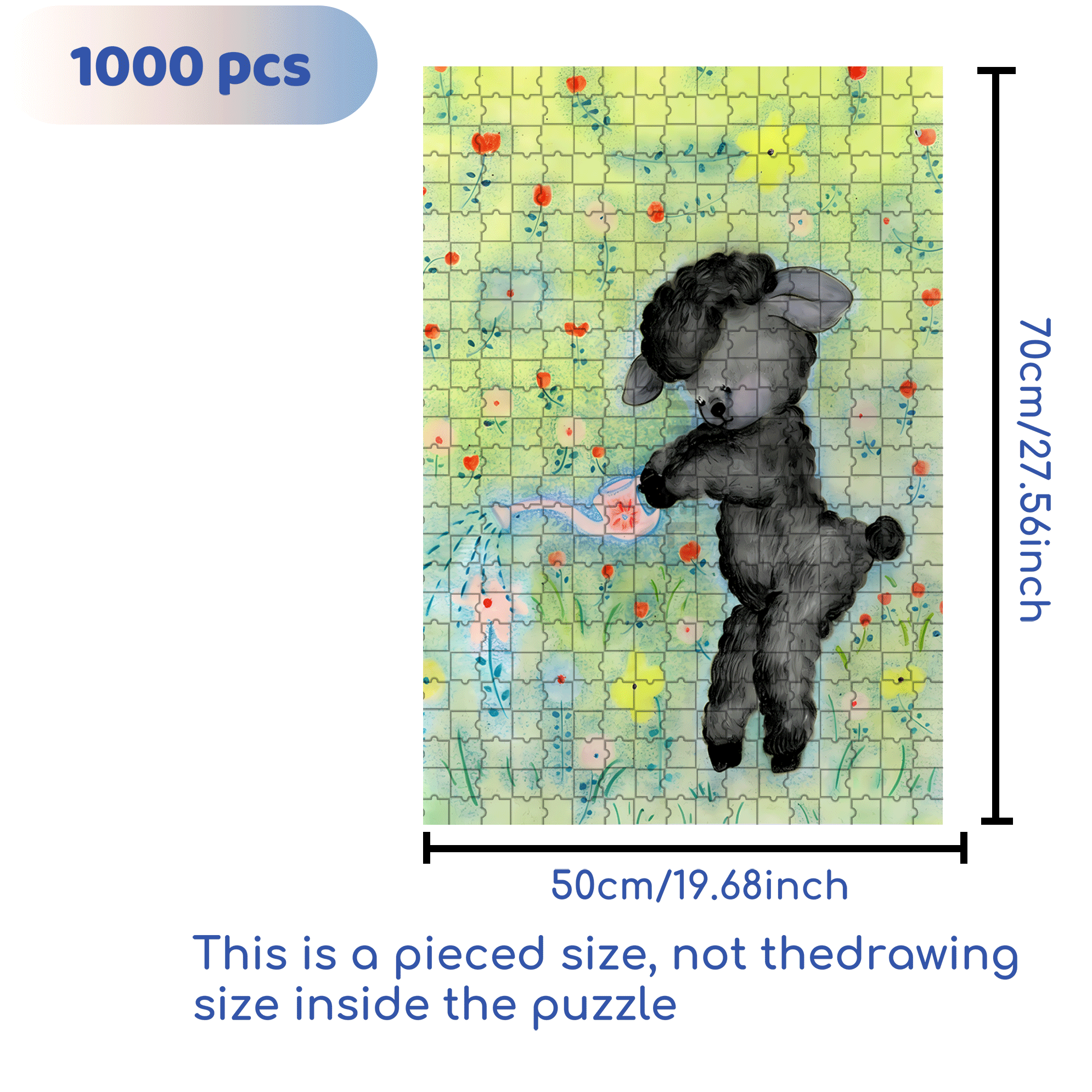 Retro Lamb 500pcs/1000pcs Jigsaw Puzzle, Scratch-Resistant, Interactive Family Game & Brain-Boosting DIY Decor, Perfect for Halloween, Christmas & New Year Gifts, Family Puzzle Game