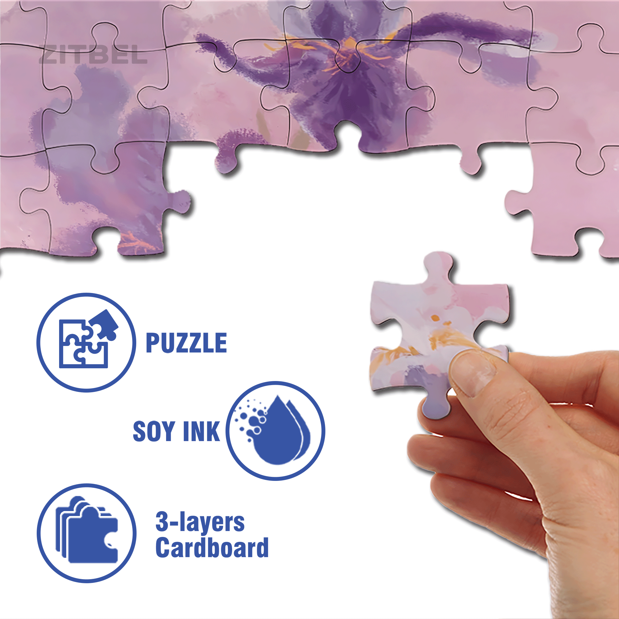 Romantic Purple Iris 500pcs/1000pcs Jigsaw Puzzle, Scratch-Resistant, Interactive Family Game & Brain-Boosting DIY Decor, Perfect for Halloween, Christmas & New Year Gifts, Family Puzzle Game