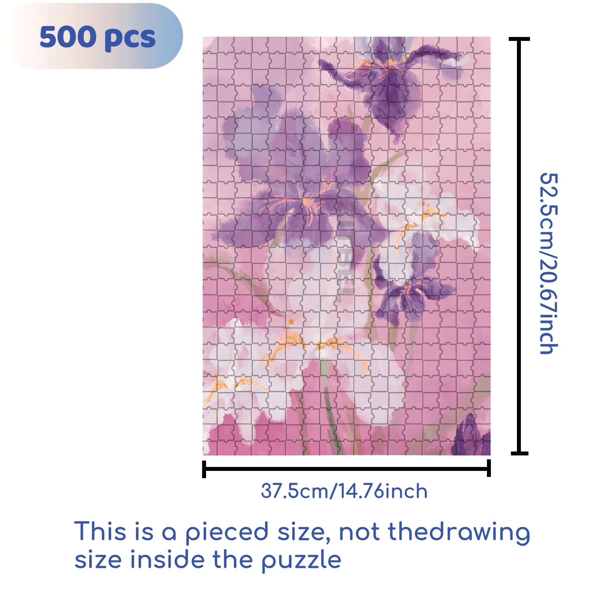 Romantic Purple Iris 500pcs/1000pcs Jigsaw Puzzle, Scratch-Resistant, Interactive Family Game & Brain-Boosting DIY Decor, Perfect for Halloween, Christmas & New Year Gifts, Family Puzzle Game