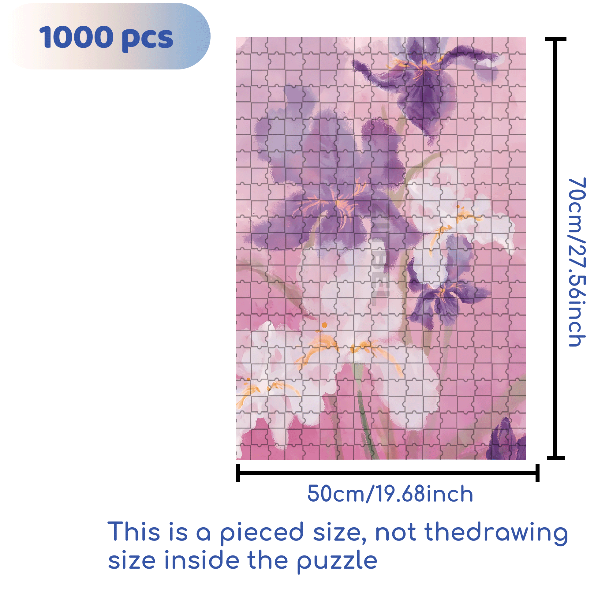 Romantic Purple Iris 500pcs/1000pcs Jigsaw Puzzle, Scratch-Resistant, Interactive Family Game & Brain-Boosting DIY Decor, Perfect for Halloween, Christmas & New Year Gifts, Family Puzzle Game