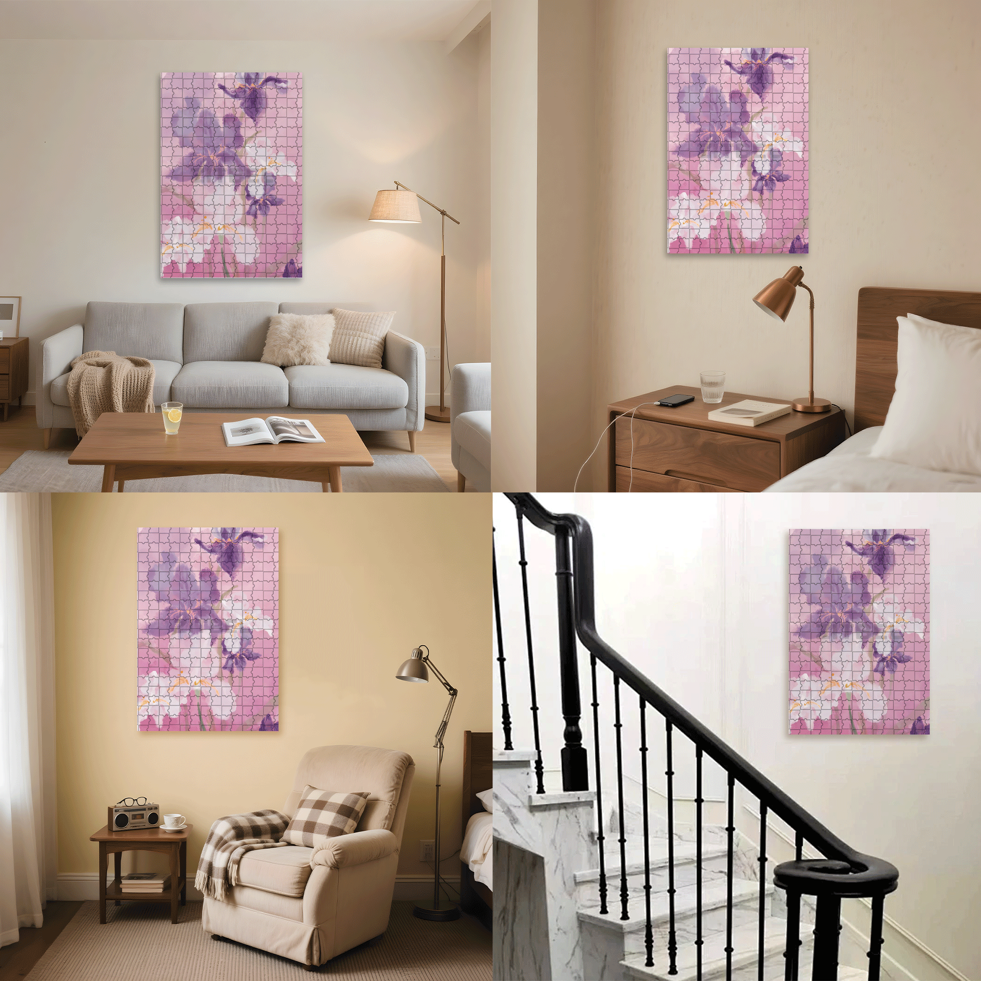 Romantic Purple Iris 500pcs/1000pcs Jigsaw Puzzle, Scratch-Resistant, Interactive Family Game & Brain-Boosting DIY Decor, Perfect for Halloween, Christmas & New Year Gifts, Family Puzzle Game