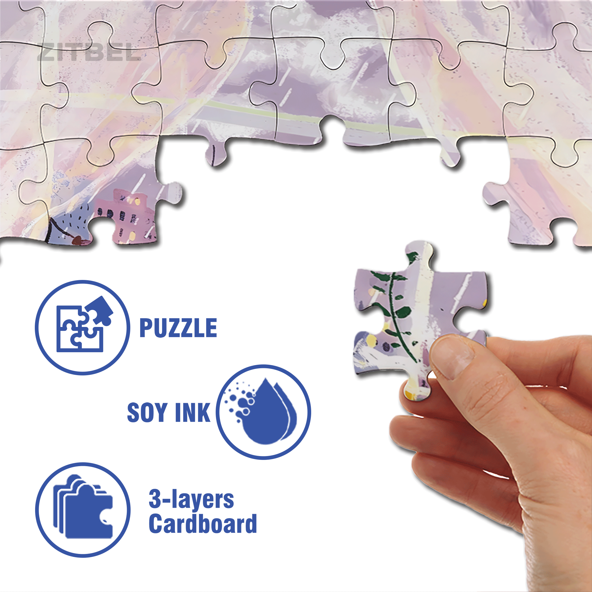 Romantic Purple Rain 500pcs/1000pcs Jigsaw Puzzle, Scratch-Resistant, Interactive Family Game & Brain-Boosting DIY Decor, Perfect for Halloween, Christmas & New Year Gifts, Family Puzzle Game