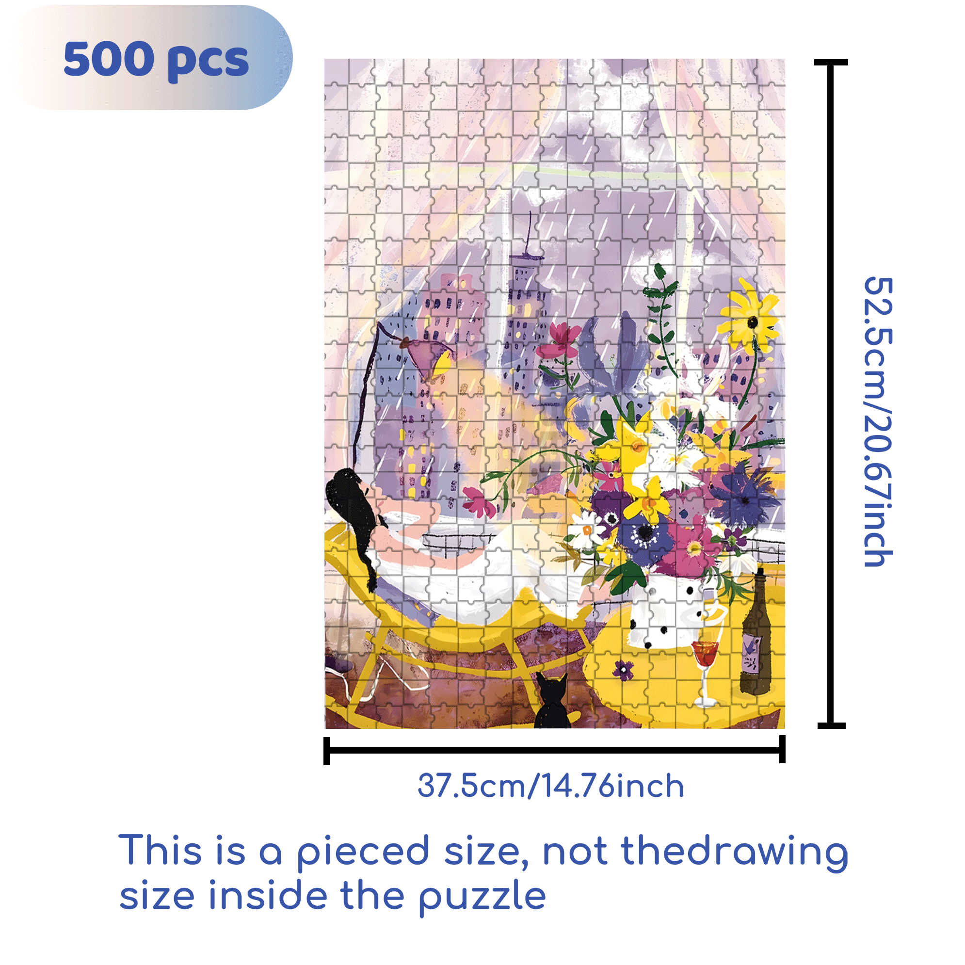 Romantic Purple Rain 500pcs/1000pcs Jigsaw Puzzle, Scratch-Resistant, Interactive Family Game & Brain-Boosting DIY Decor, Perfect for Halloween, Christmas & New Year Gifts, Family Puzzle Game
