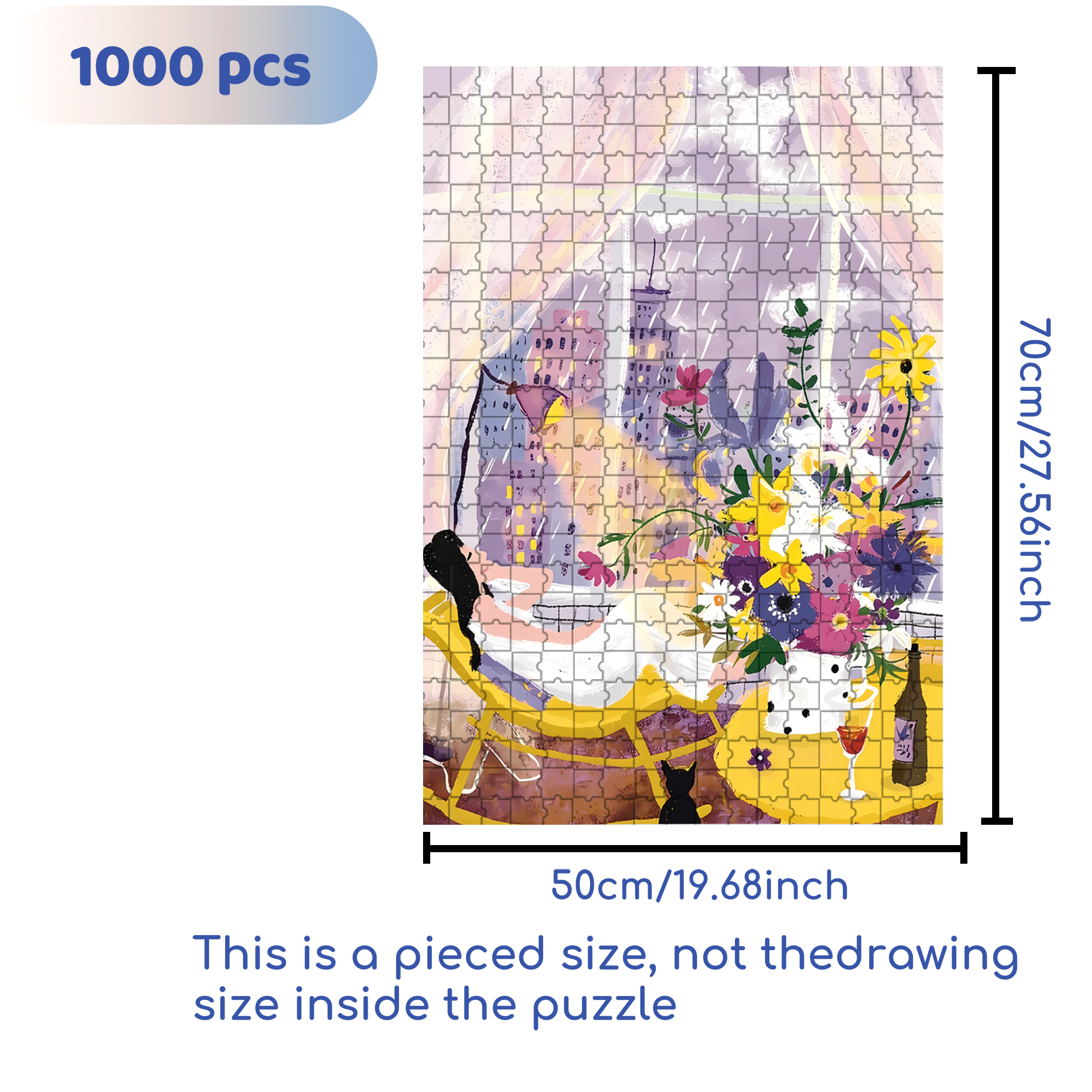 Romantic Purple Rain 500pcs/1000pcs Jigsaw Puzzle, Scratch-Resistant, Interactive Family Game & Brain-Boosting DIY Decor, Perfect for Halloween, Christmas & New Year Gifts, Family Puzzle Game