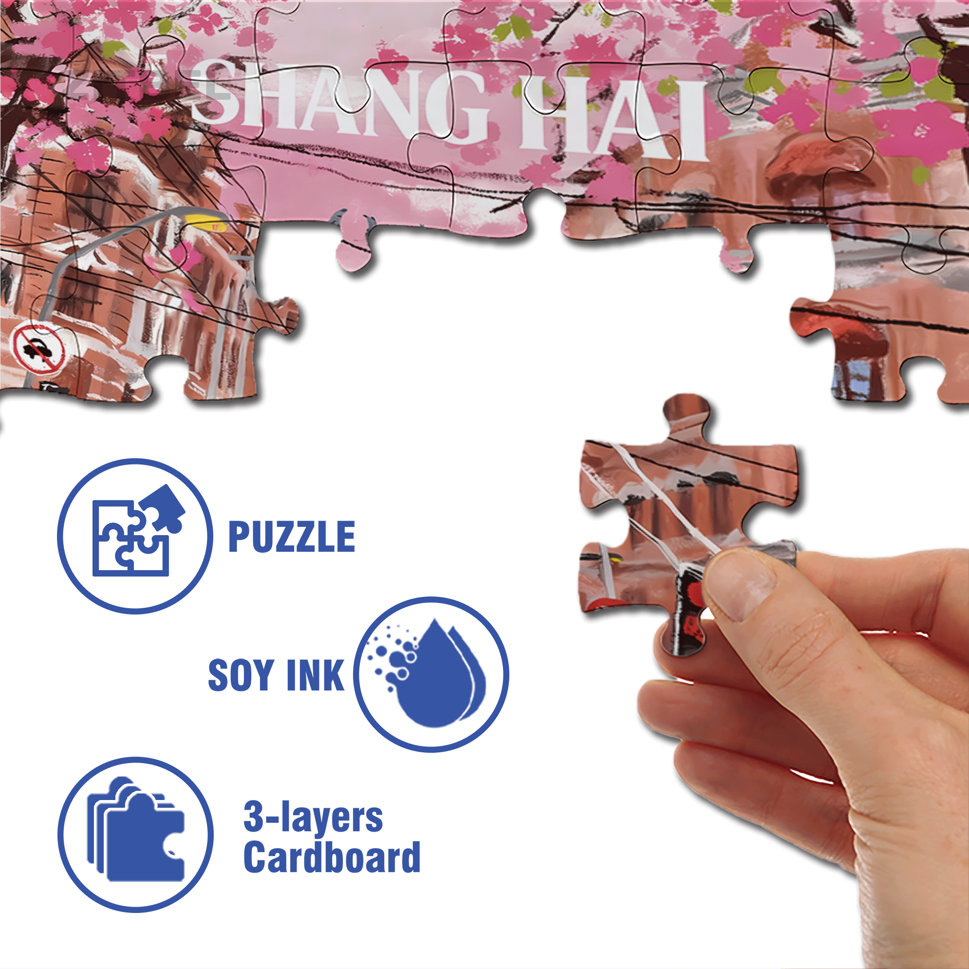 Romantic Streets In Spring 500pcs/1000pcs Jigsaw Puzzle, Scratch-Resistant, Interactive Family Game & Brain-Boosting DIY Decor, Perfect for Halloween, Christmas & New Year Gifts, Family Puzzle Game
