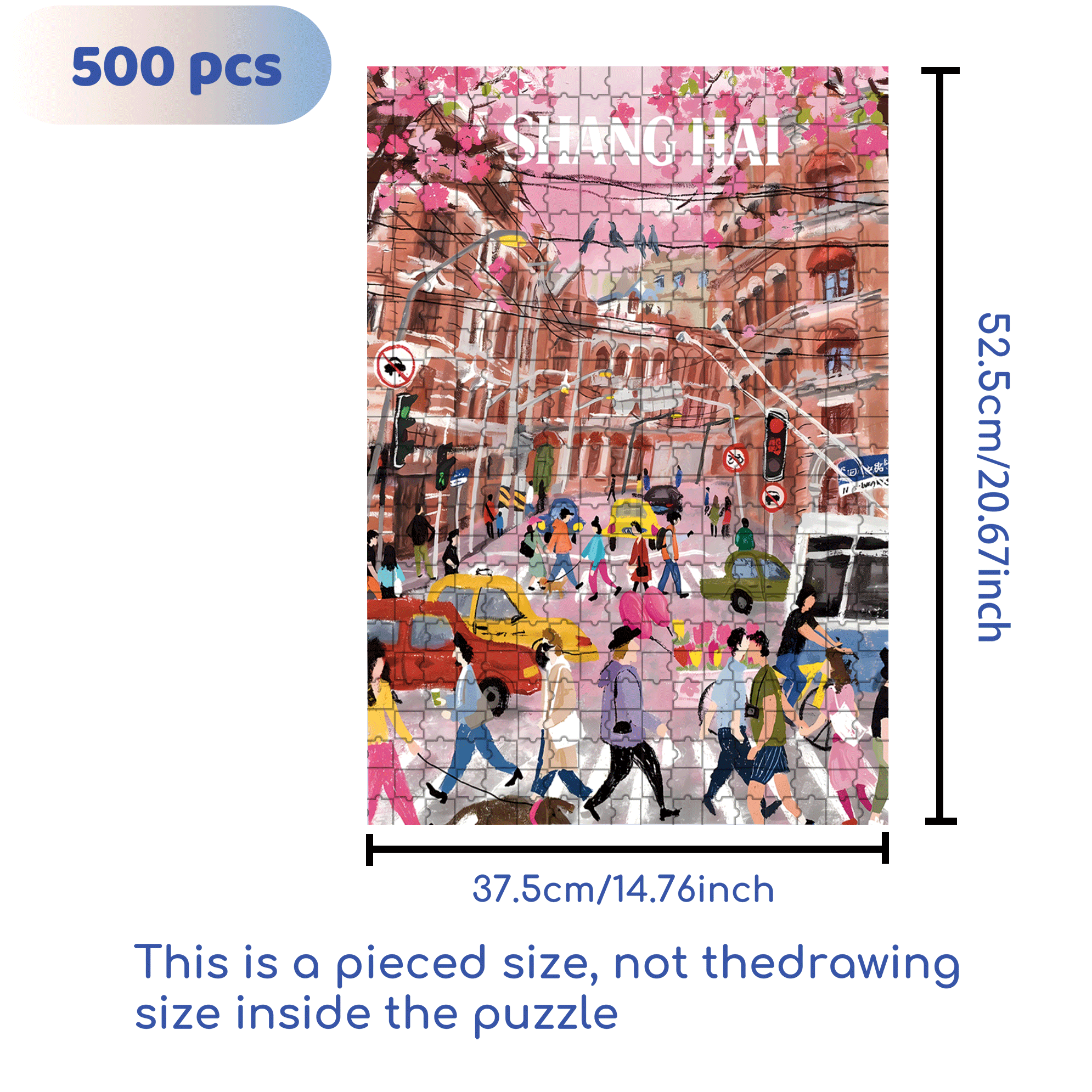 Romantic Streets In Spring 500pcs/1000pcs Jigsaw Puzzle, Scratch-Resistant, Interactive Family Game & Brain-Boosting DIY Decor, Perfect for Halloween, Christmas & New Year Gifts, Family Puzzle Game