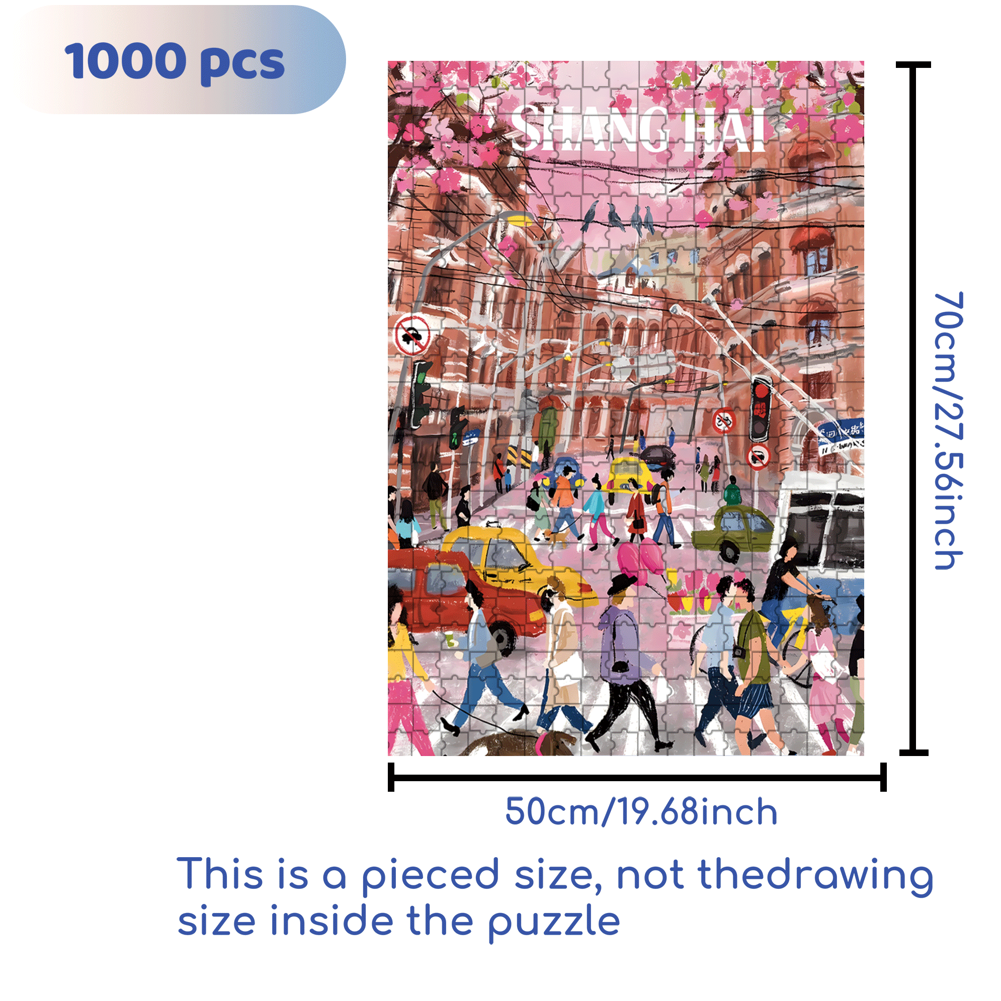 Romantic Streets In Spring 500pcs/1000pcs Jigsaw Puzzle, Scratch-Resistant, Interactive Family Game & Brain-Boosting DIY Decor, Perfect for Halloween, Christmas & New Year Gifts, Family Puzzle Game