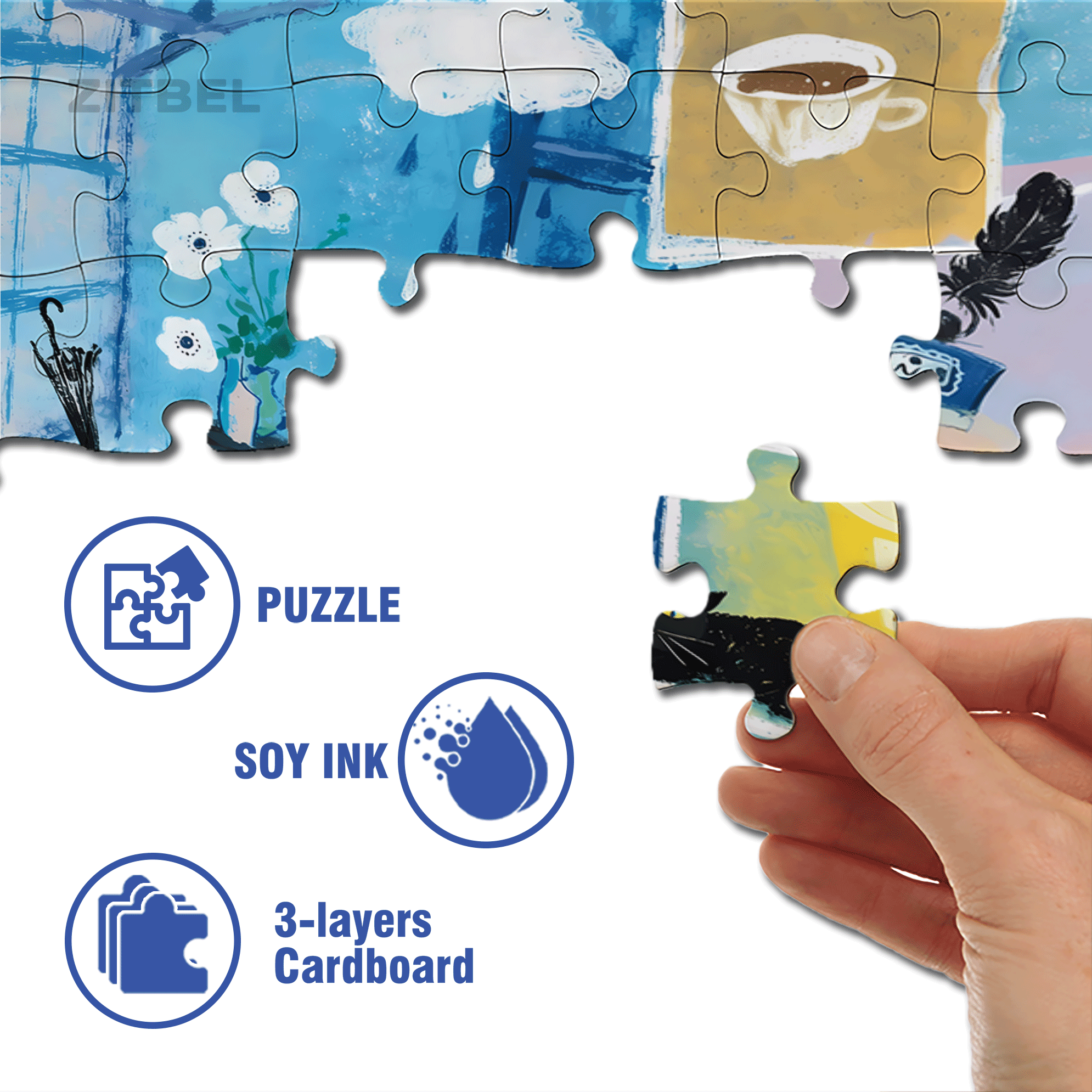 Saipan's Blue 500pcs/1000pcs Jigsaw Puzzle, Scratch-Resistant, Interactive Family Game & Brain-Boosting DIY Decor, Perfect for Halloween, Christmas & New Year Gifts, Family Puzzle Game