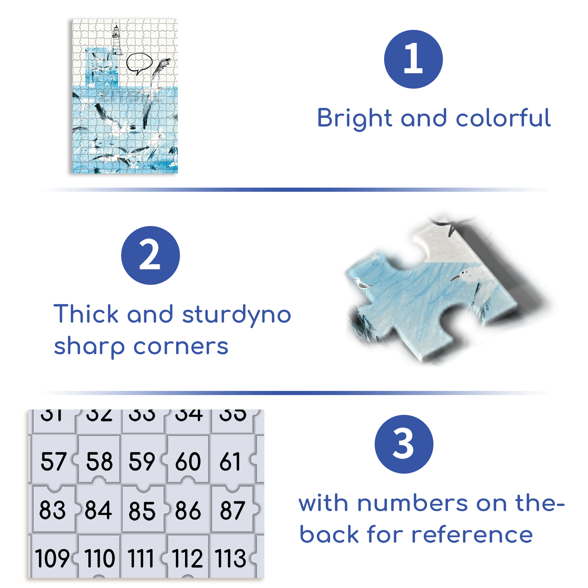 Seabirds and Blue 2 500pcs/1000pcs Jigsaw Puzzle, Scratch-Resistant, Interactive Family Game & Brain-Boosting DIY Decor, Perfect for Halloween, Christmas & New Year Gifts, Family Puzzle Game