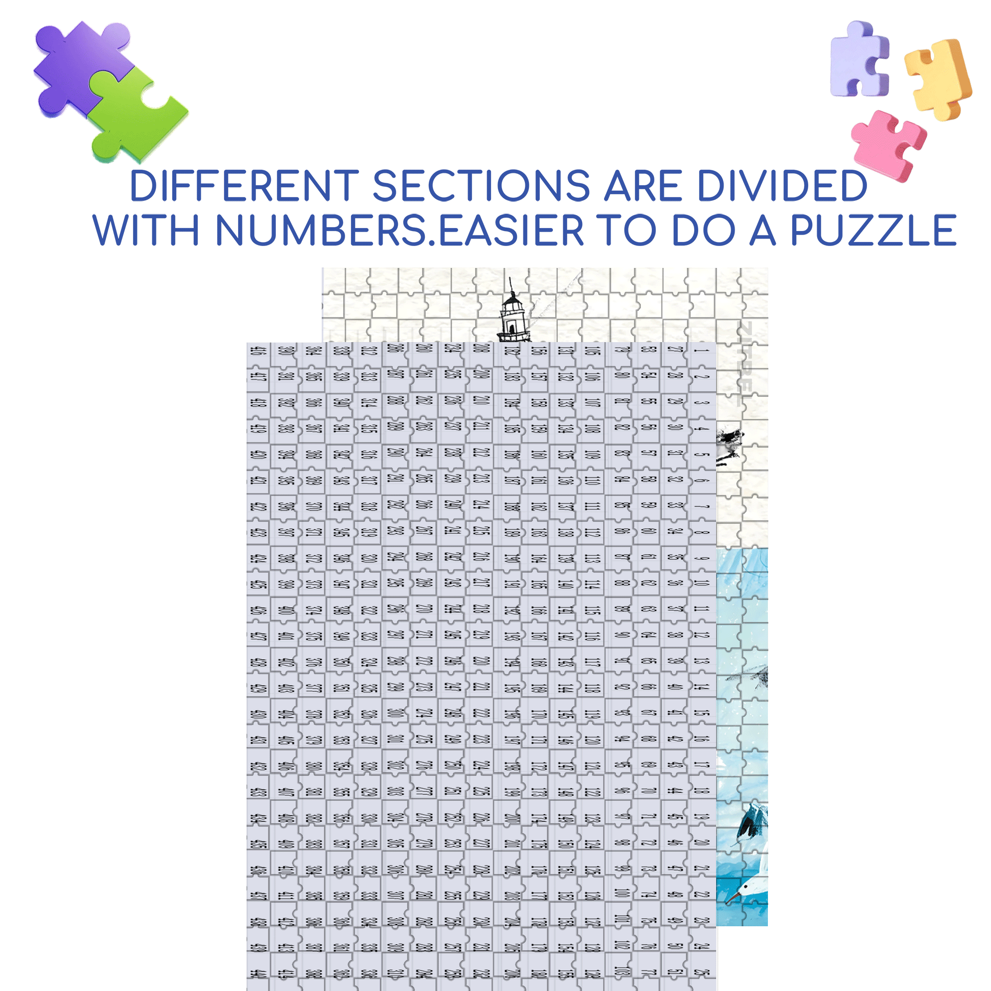 Seabirds and Blue 2 500pcs/1000pcs Jigsaw Puzzle, Scratch-Resistant, Interactive Family Game & Brain-Boosting DIY Decor, Perfect for Halloween, Christmas & New Year Gifts, Family Puzzle Game
