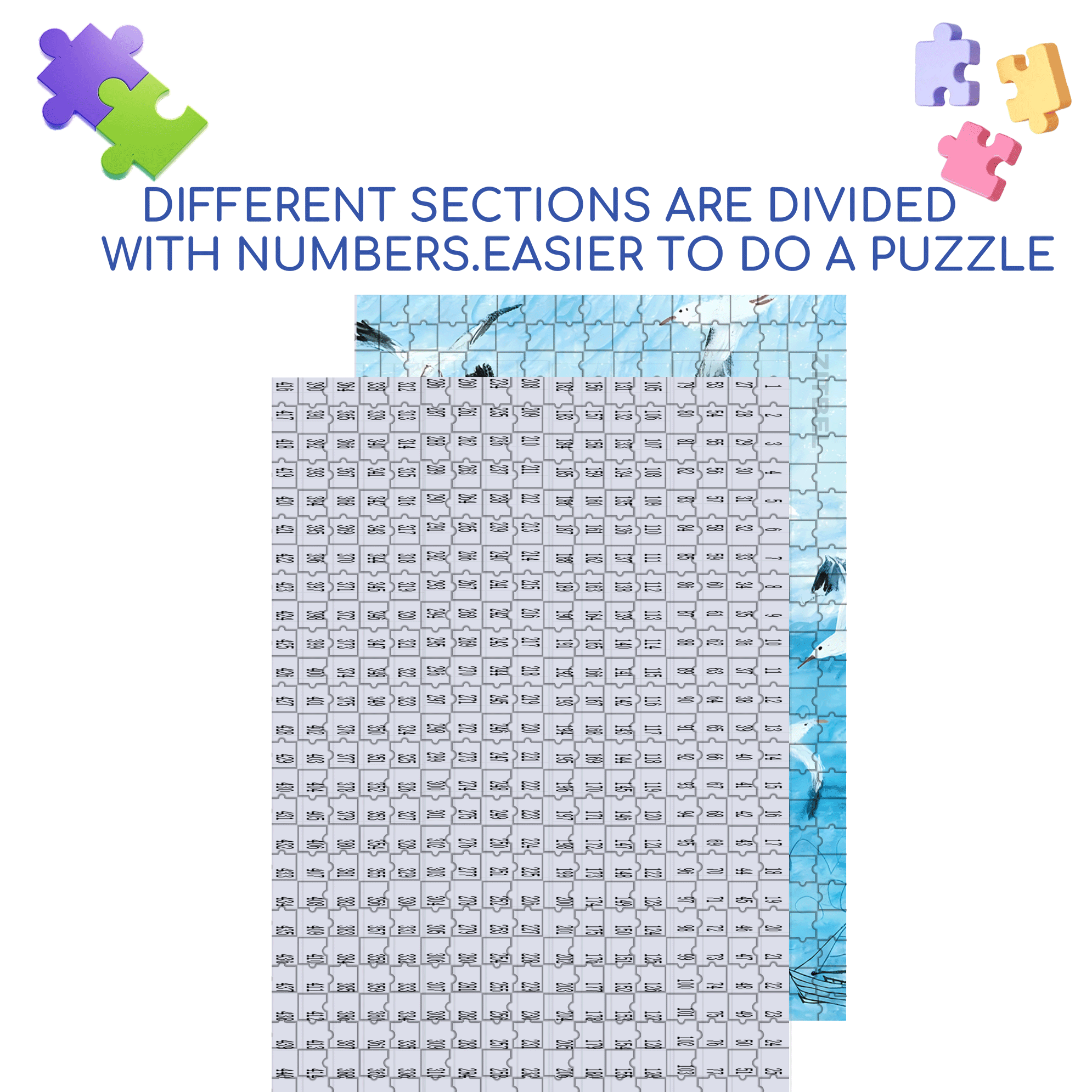 Seabirds and Blue 500pcs/1000pcs Jigsaw Puzzle, Scratch-Resistant, Interactive Family Game & Brain-Boosting DIY Decor, Perfect for Halloween, Christmas & New Year Gifts, Family Puzzle Game