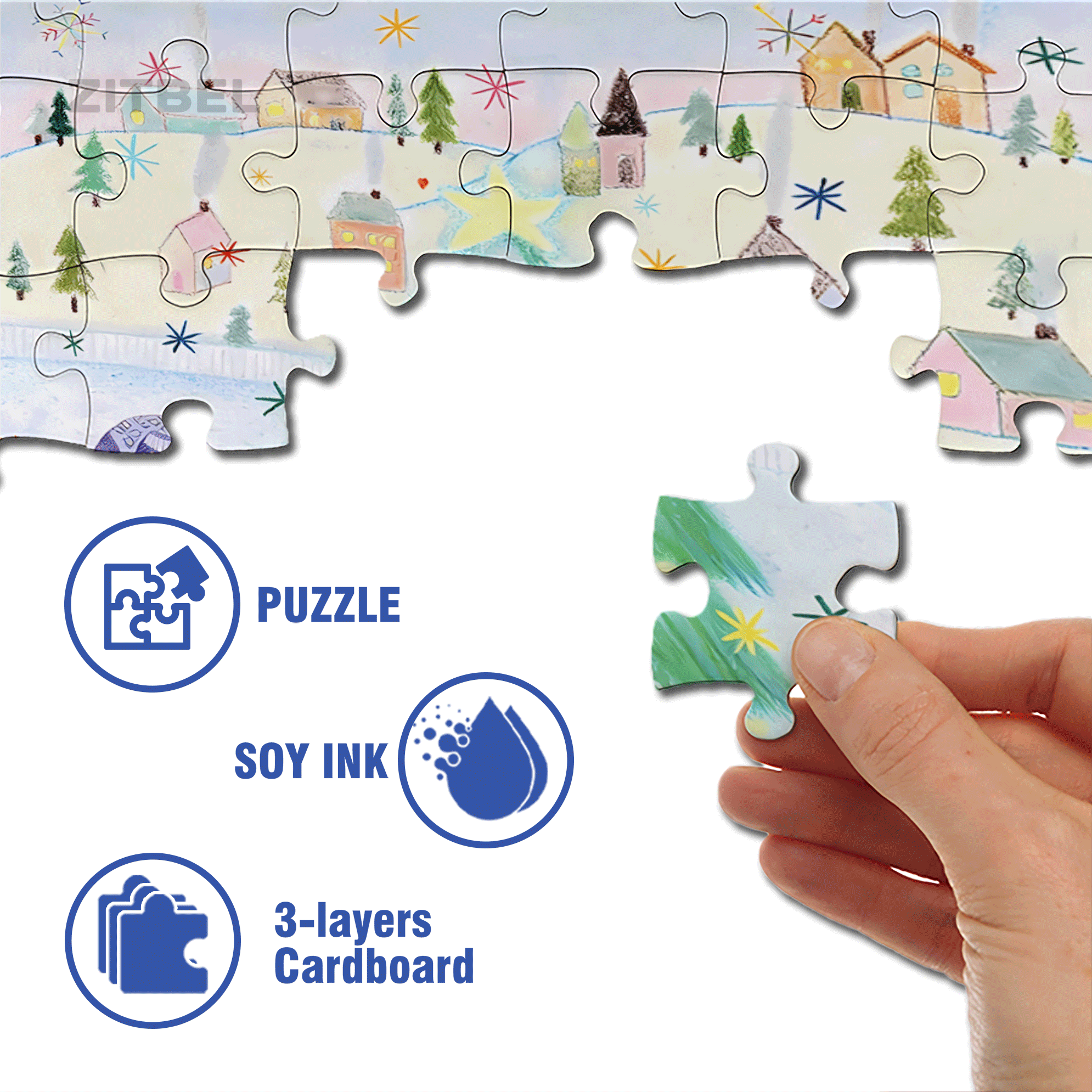 Snow Lantern Town 500pcs/1000pcs Jigsaw Puzzle, Scratch-Resistant, Interactive Family Game & Brain-Boosting DIY Decor, Perfect for Halloween, Christmas & New Year Gifts, Family Puzzle Game