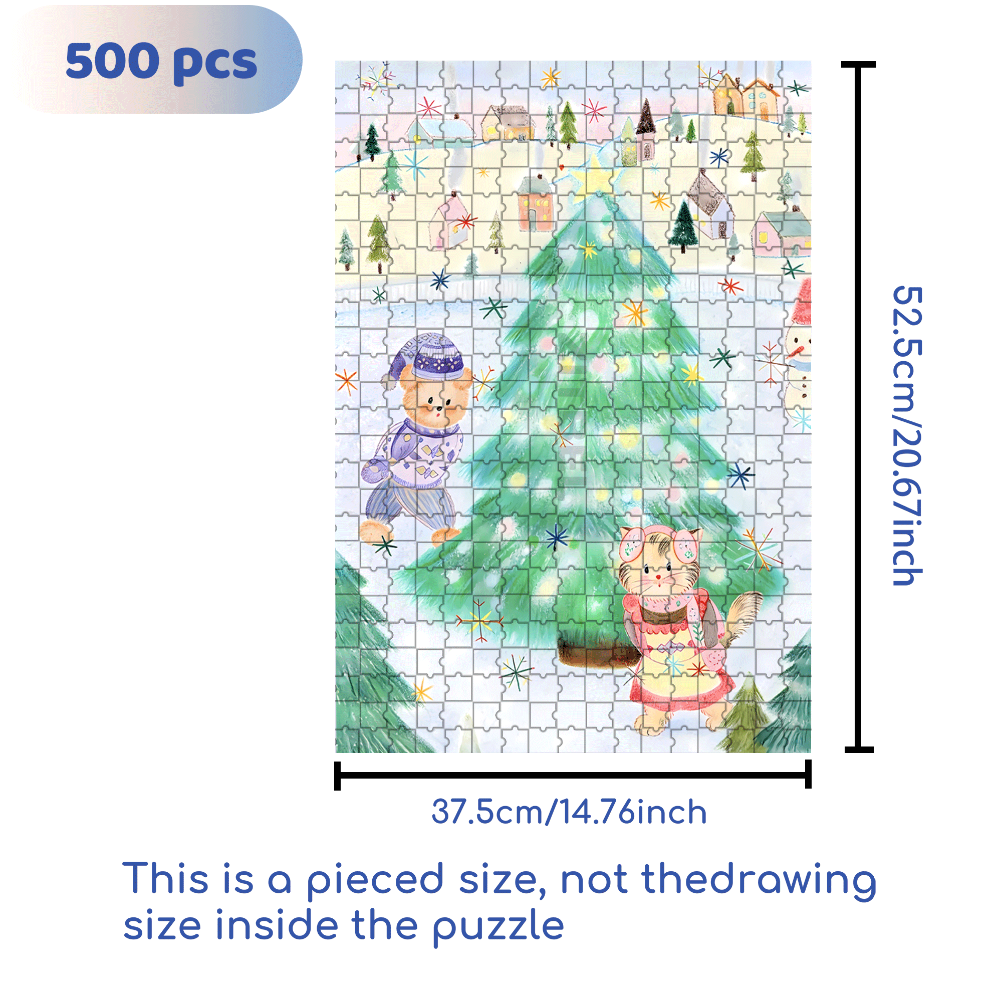 Snow Lantern Town 500pcs/1000pcs Jigsaw Puzzle, Scratch-Resistant, Interactive Family Game & Brain-Boosting DIY Decor, Perfect for Halloween, Christmas & New Year Gifts, Family Puzzle Game