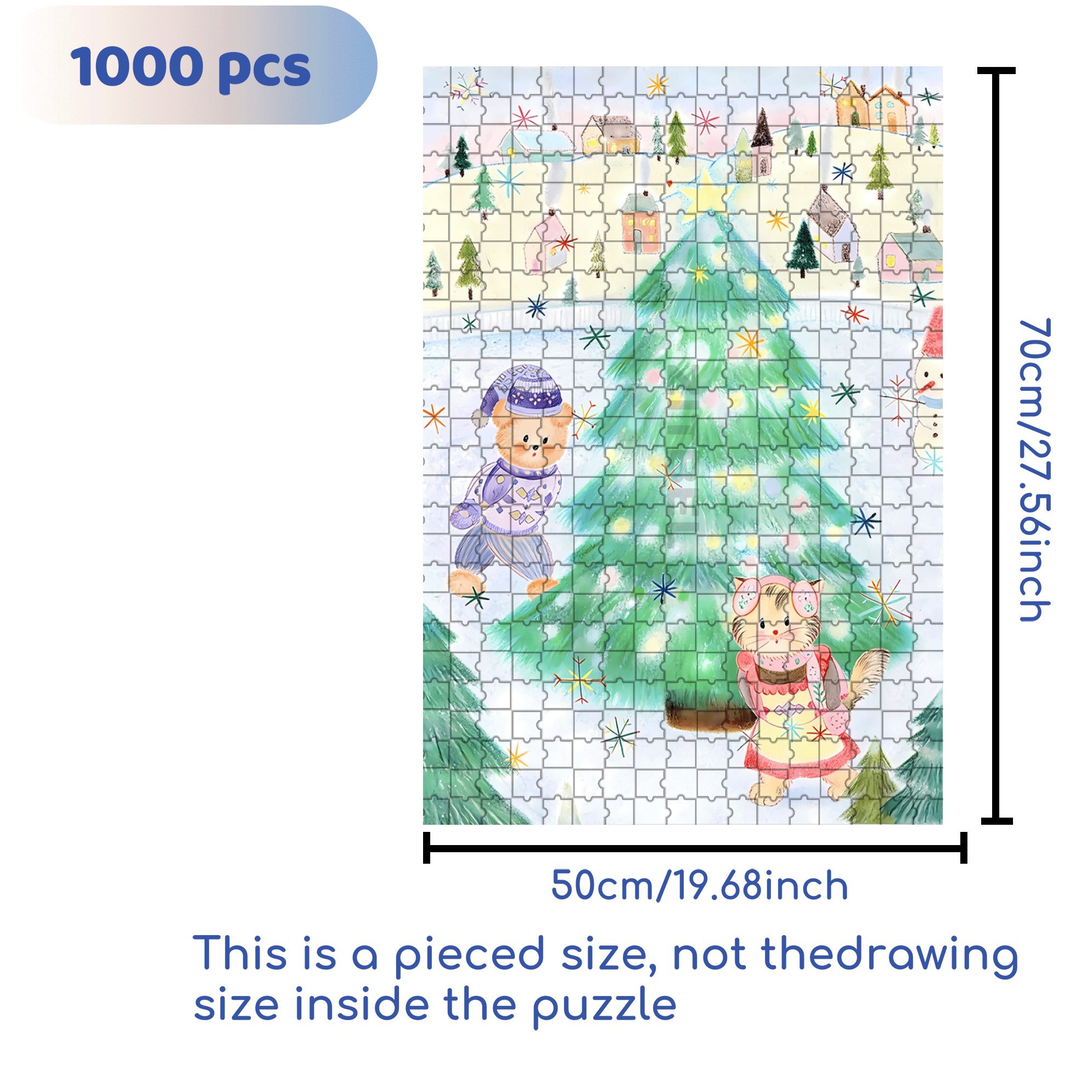 Snow Lantern Town 500pcs/1000pcs Jigsaw Puzzle, Scratch-Resistant, Interactive Family Game & Brain-Boosting DIY Decor, Perfect for Halloween, Christmas & New Year Gifts, Family Puzzle Game