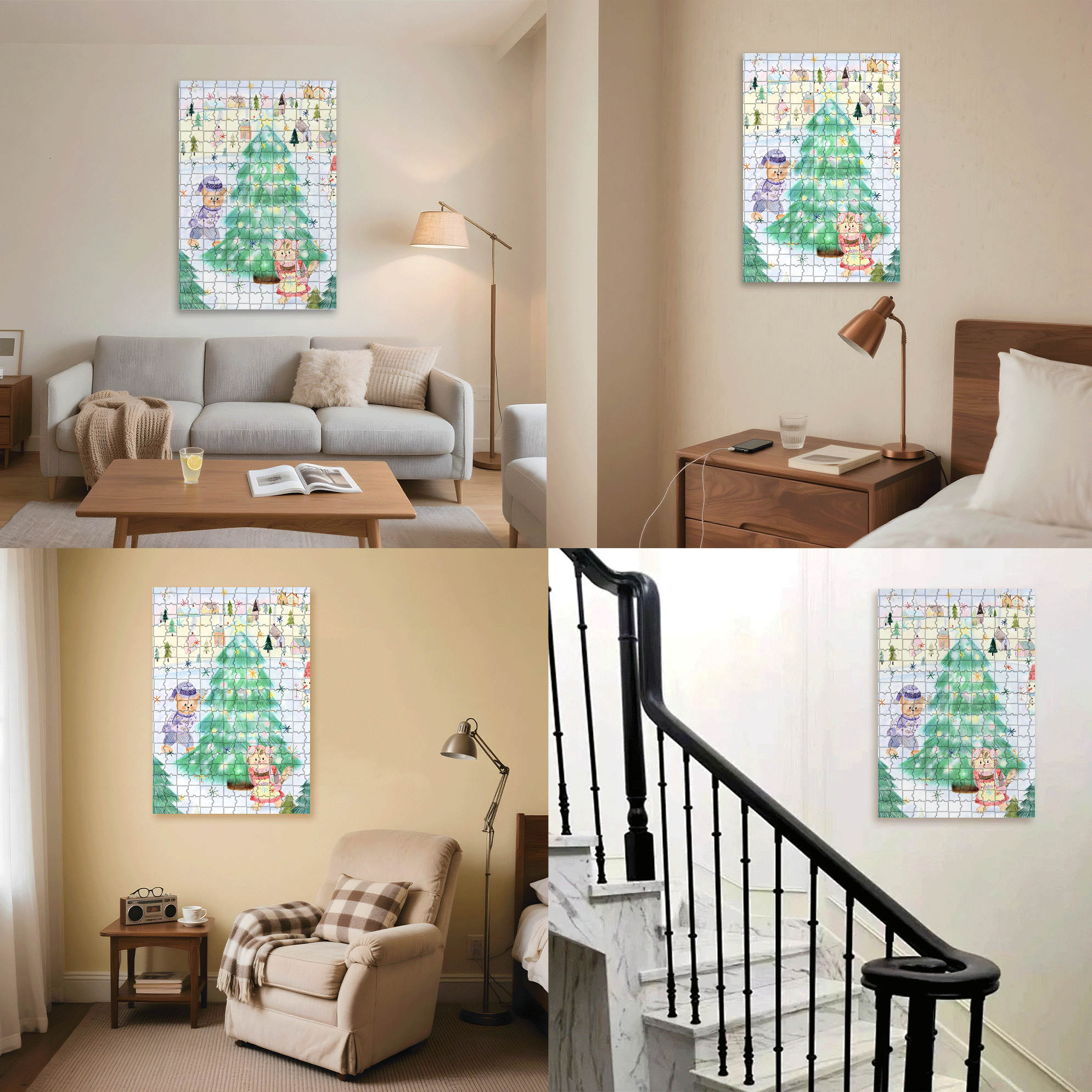 Snow Lantern Town 500pcs/1000pcs Jigsaw Puzzle, Scratch-Resistant, Interactive Family Game & Brain-Boosting DIY Decor, Perfect for Halloween, Christmas & New Year Gifts, Family Puzzle Game