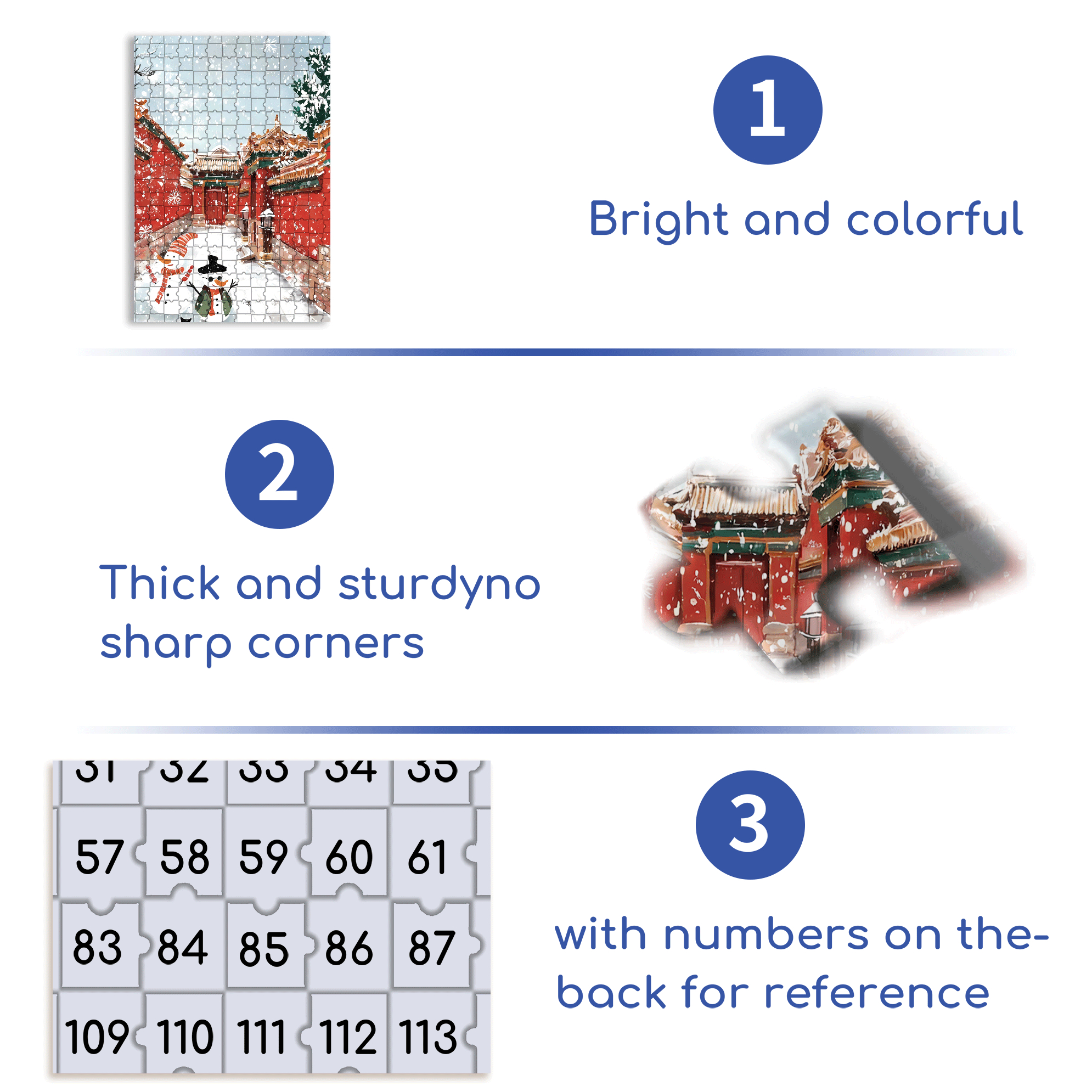 Snowy Beijing 500pcs/1000pcs Jigsaw Puzzle, Scratch-Resistant, Interactive Family Game & Brain-Boosting DIY Decor, Perfect for Halloween, Christmas & New Year Gifts, Family Puzzle Game