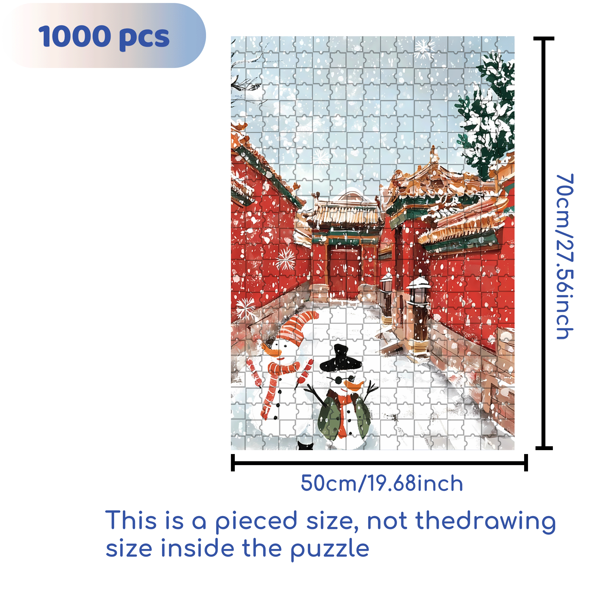 Snowy Beijing 500pcs/1000pcs Jigsaw Puzzle, Scratch-Resistant, Interactive Family Game & Brain-Boosting DIY Decor, Perfect for Halloween, Christmas & New Year Gifts, Family Puzzle Game