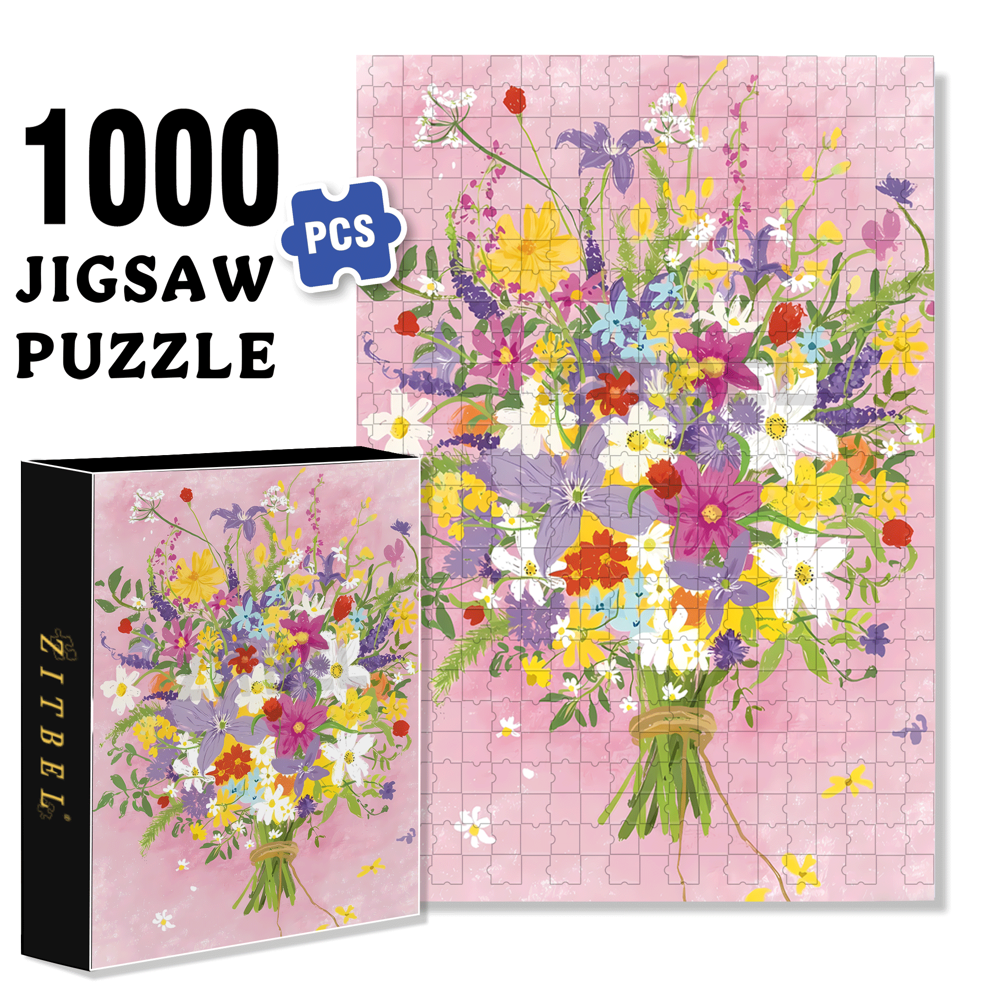 Spring Bouquet  500pcs/1000pcs Jigsaw Puzzle, Scratch-Resistant, Interactive Family Game & Brain-Boosting DIY Decor, Perfect for Halloween, Christmas & New Year Gifts, Family Puzzle Game
