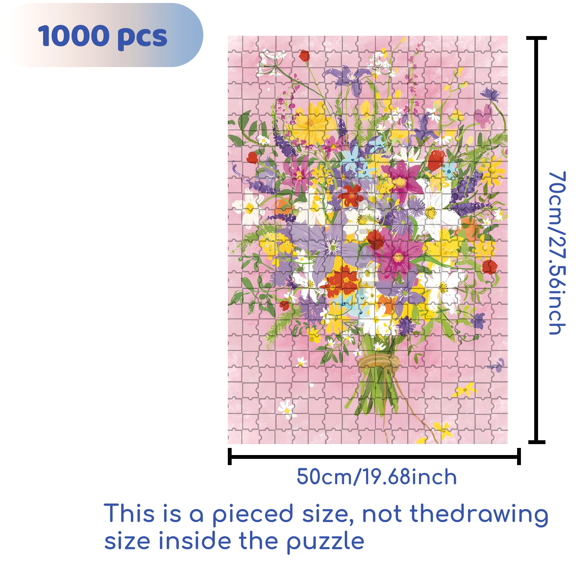 Spring Bouquet  500pcs/1000pcs Jigsaw Puzzle, Scratch-Resistant, Interactive Family Game & Brain-Boosting DIY Decor, Perfect for Halloween, Christmas & New Year Gifts, Family Puzzle Game