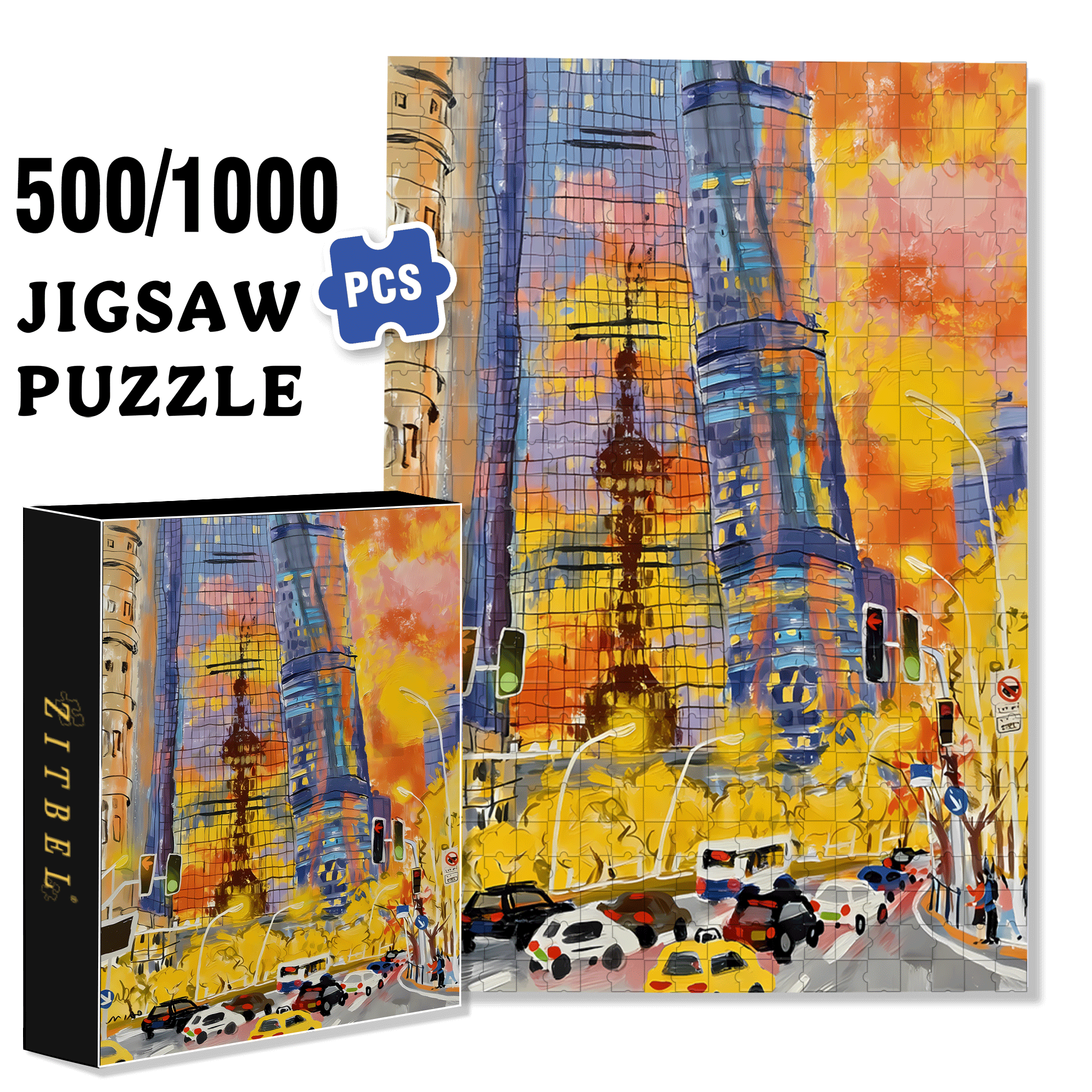 Sunset Thermometer 500pcs/1000pcs Jigsaw Puzzle, Scratch-Resistant, Interactive Family Game & Brain-Boosting DIY Decor, Perfect for Halloween, Christmas & New Year Gifts, Family Puzzle Game