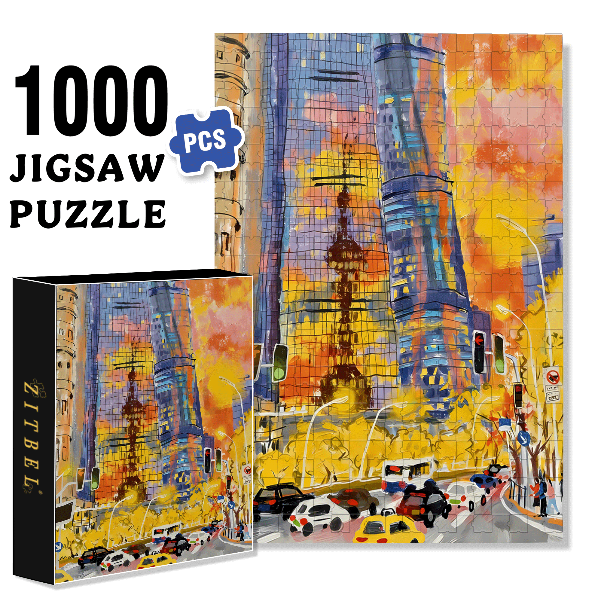 Sunset Thermometer 500pcs/1000pcs Jigsaw Puzzle, Scratch-Resistant, Interactive Family Game & Brain-Boosting DIY Decor, Perfect for Halloween, Christmas & New Year Gifts, Family Puzzle Game