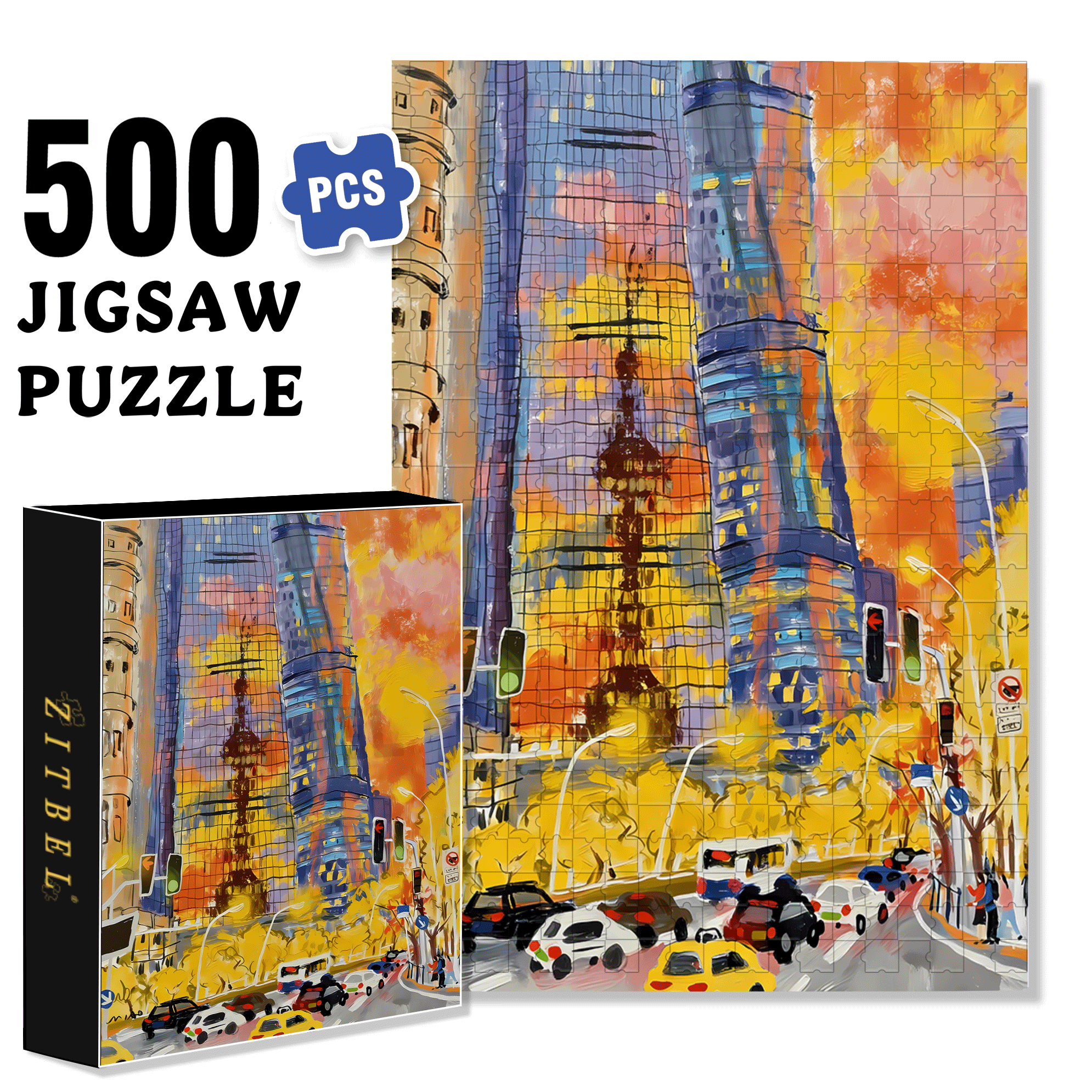 Sunset Thermometer 500pcs/1000pcs Jigsaw Puzzle, Scratch-Resistant, Interactive Family Game & Brain-Boosting DIY Decor, Perfect for Halloween, Christmas & New Year Gifts, Family Puzzle Game