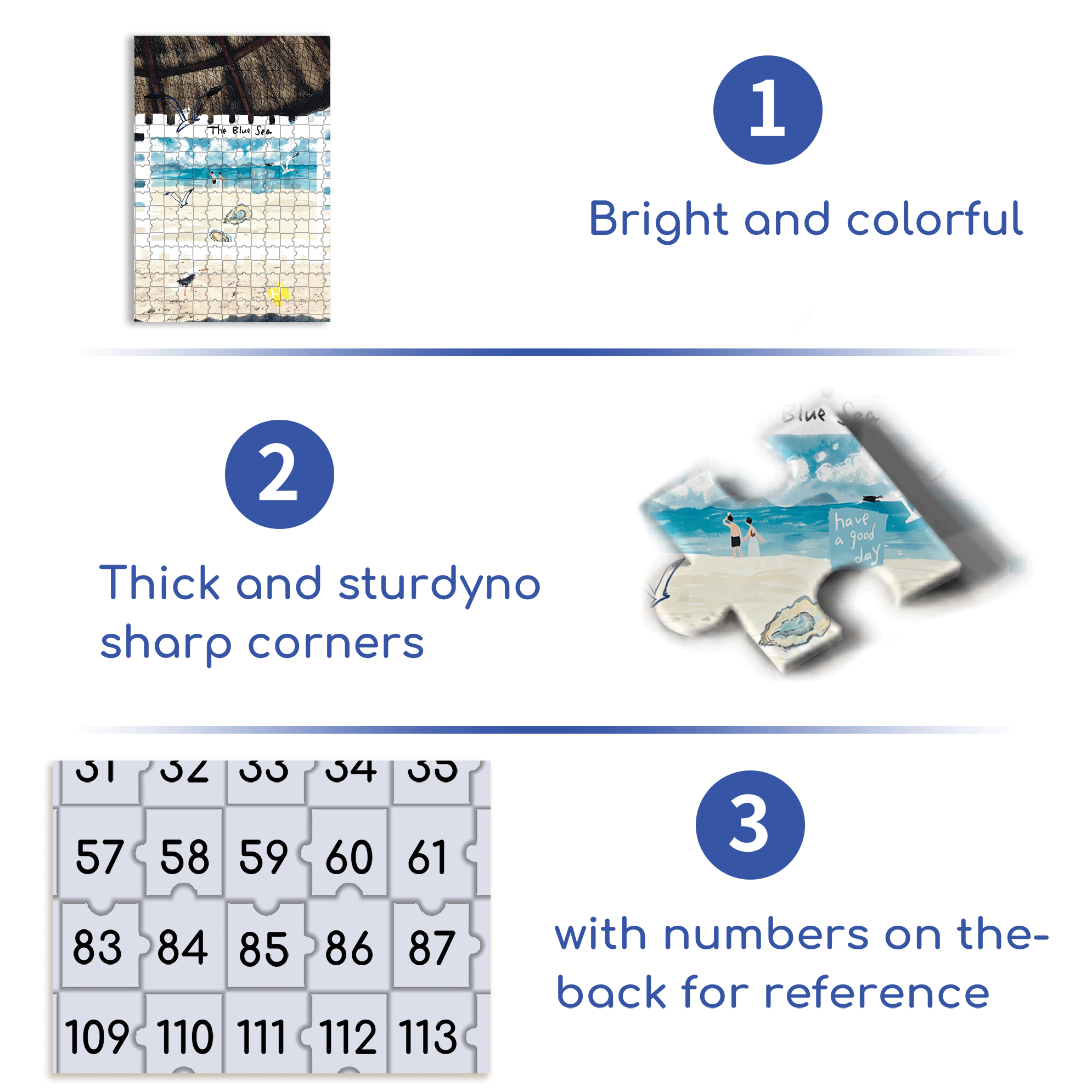 The Blue Sea 500pcs/1000pcs Jigsaw Puzzle, Scratch-Resistant, Interactive Family Game & Brain-Boosting DIY Decor, Perfect for Halloween, Christmas & New Year Gifts, Family Puzzle Game