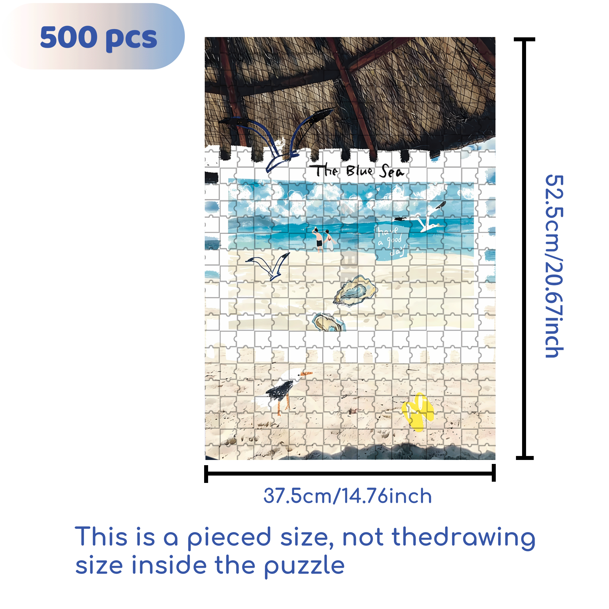 The Blue Sea 500pcs/1000pcs Jigsaw Puzzle, Scratch-Resistant, Interactive Family Game & Brain-Boosting DIY Decor, Perfect for Halloween, Christmas & New Year Gifts, Family Puzzle Game