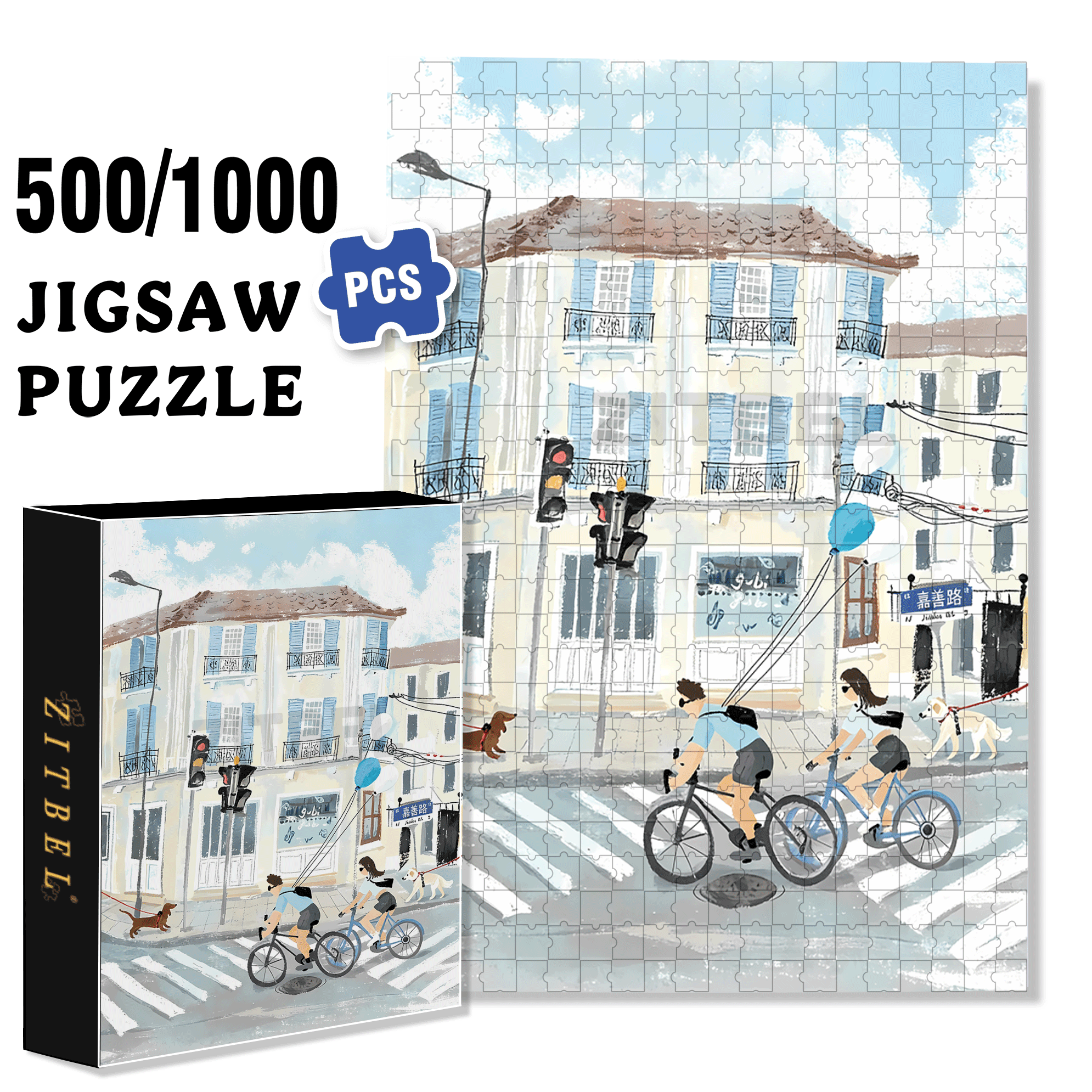 The Blue Wind 500pcs/1000pcs Jigsaw Puzzle, Scratch-Resistant, Interactive Family Game & Brain-Boosting DIY Decor, Perfect for Halloween, Christmas & New Year Gifts, Family Puzzle Game