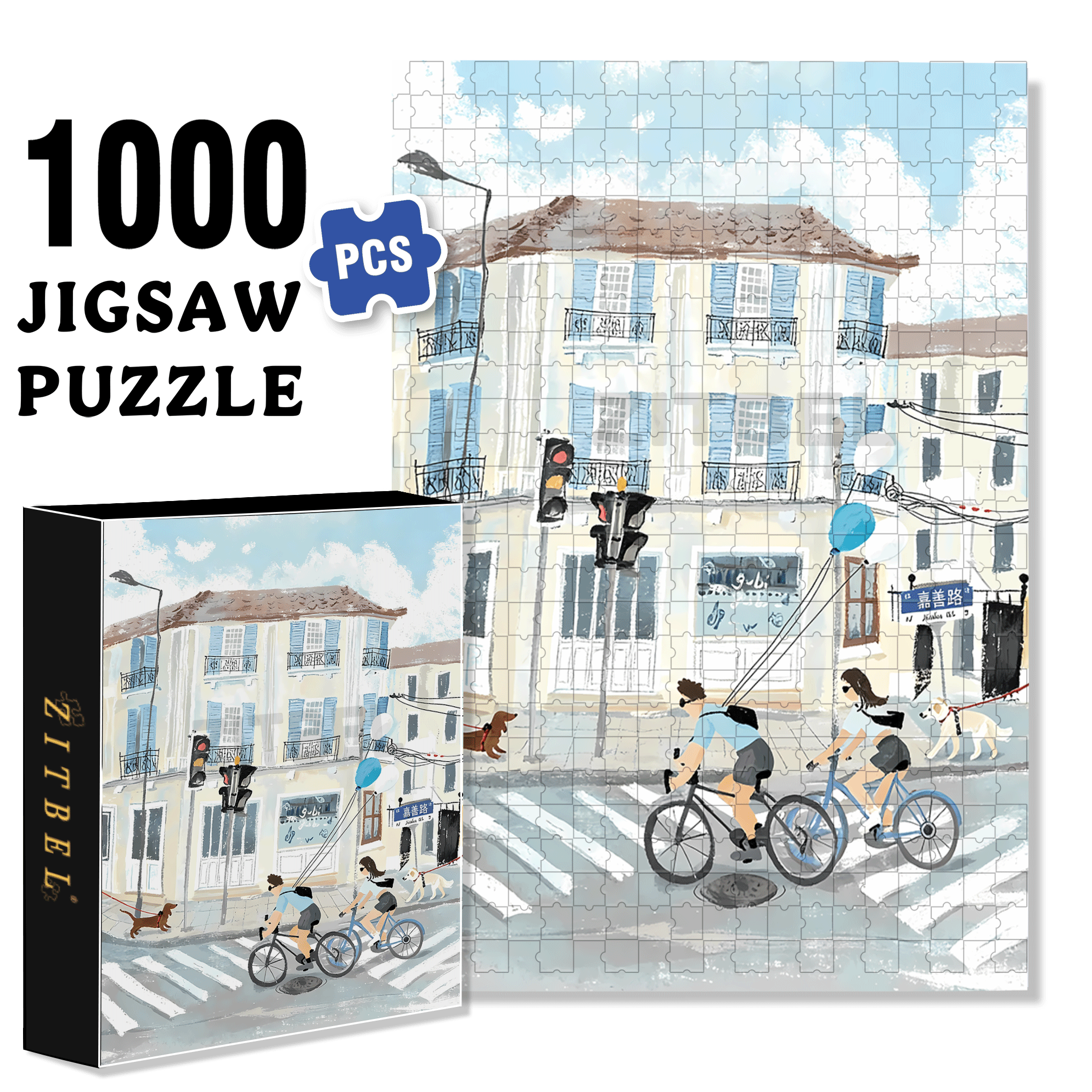 The Blue Wind 500pcs/1000pcs Jigsaw Puzzle, Scratch-Resistant, Interactive Family Game & Brain-Boosting DIY Decor, Perfect for Halloween, Christmas & New Year Gifts, Family Puzzle Game