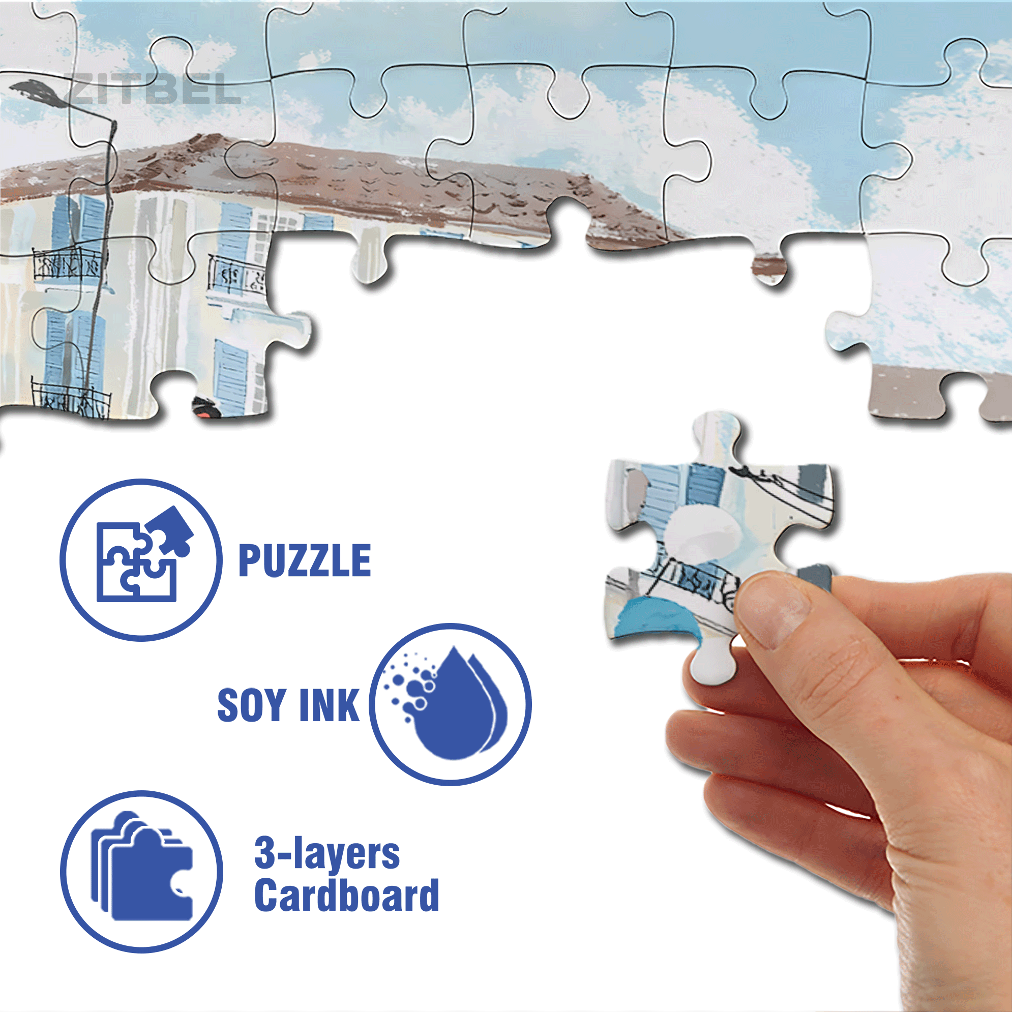 The Blue Wind 500pcs/1000pcs Jigsaw Puzzle, Scratch-Resistant, Interactive Family Game & Brain-Boosting DIY Decor, Perfect for Halloween, Christmas & New Year Gifts, Family Puzzle Game