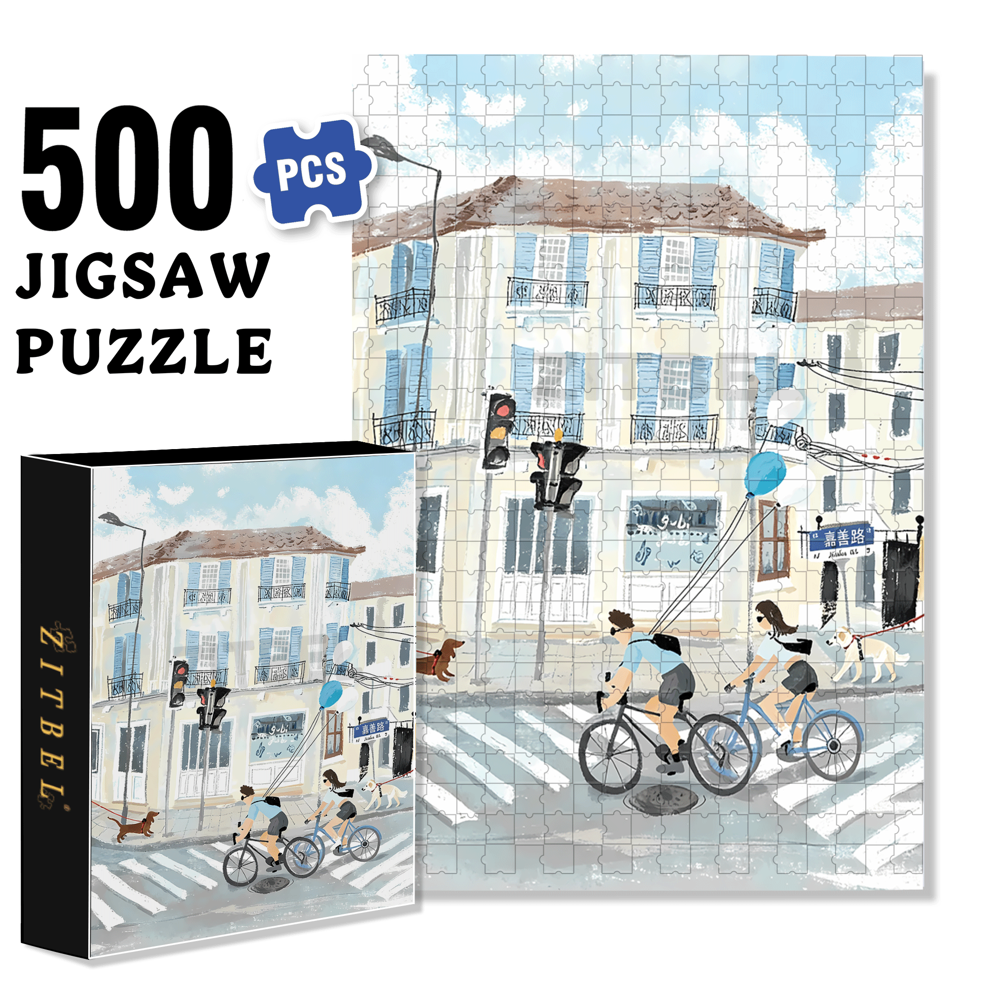 The Blue Wind 500pcs/1000pcs Jigsaw Puzzle, Scratch-Resistant, Interactive Family Game & Brain-Boosting DIY Decor, Perfect for Halloween, Christmas & New Year Gifts, Family Puzzle Game