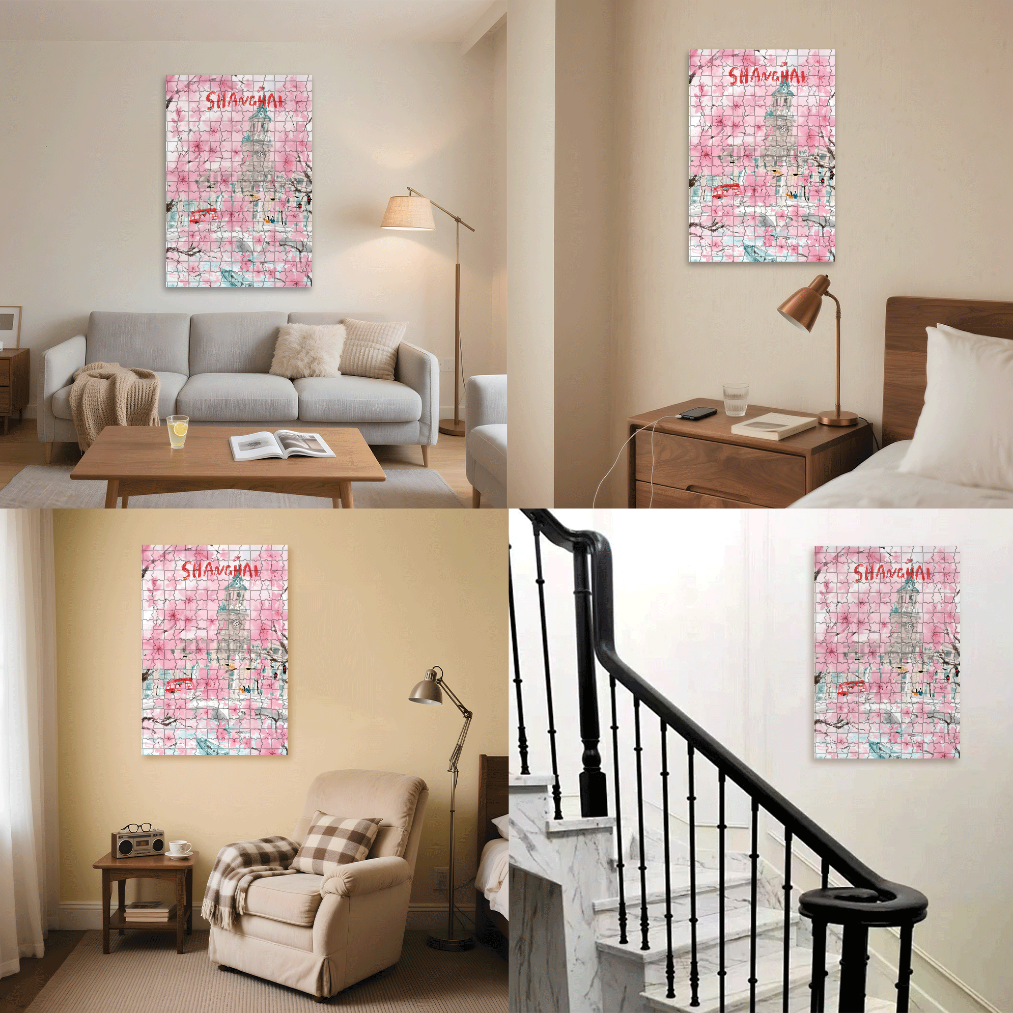 When Cherry Blossoms Are In Full Bloom 500pcs/1000pcs Jigsaw Puzzle, Scratch-Resistant, Interactive Family Game & Brain-Boosting DIY Decor, Perfect for Halloween, Christmas & New Year Gifts, Family Puzzle Game