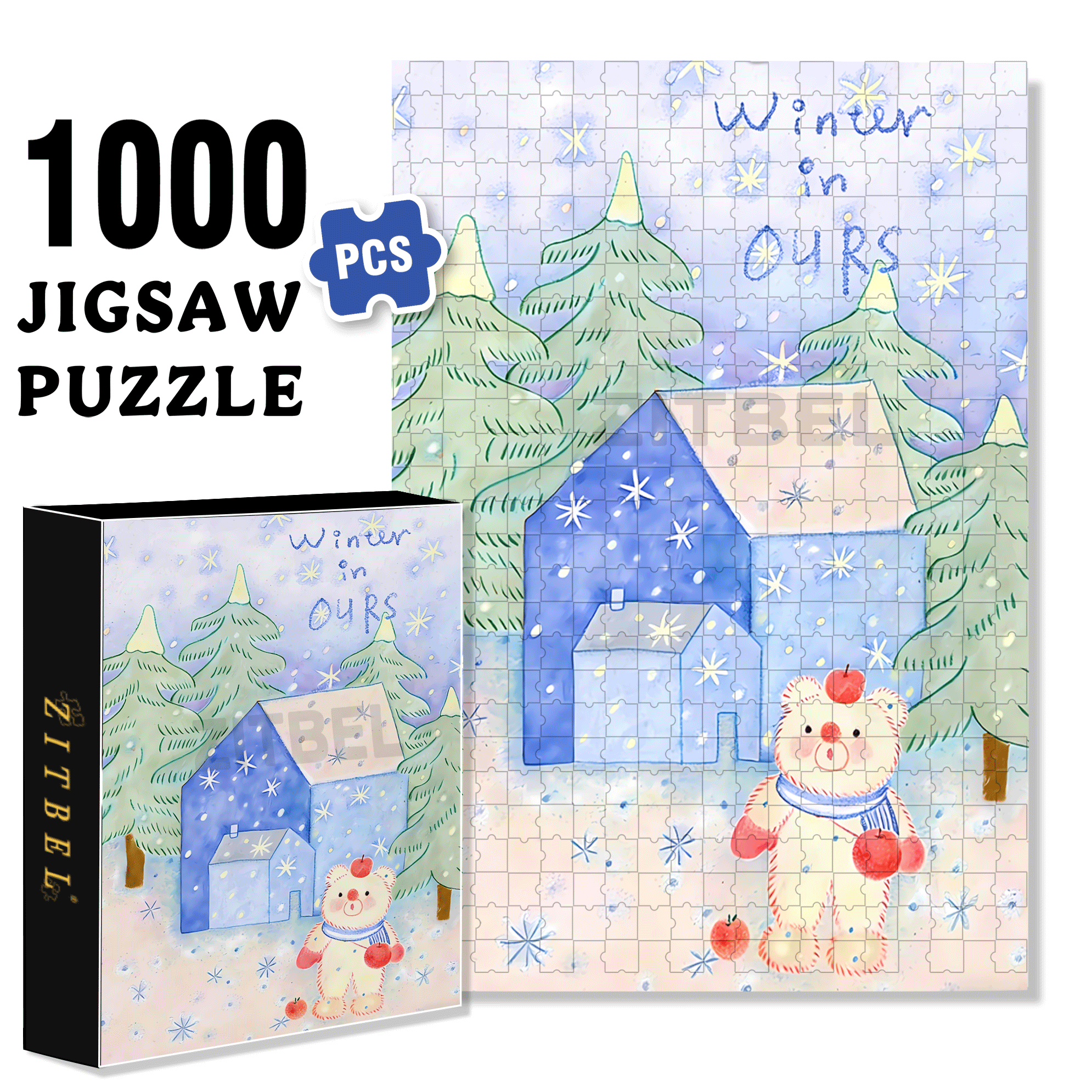 Winter In Ours 500pcs/1000pcs Jigsaw Puzzle, Scratch-Resistant, Interactive Family Game & Brain-Boosting DIY Decor, Perfect for Halloween, Christmas & New Year Gifts, Family Puzzle Game