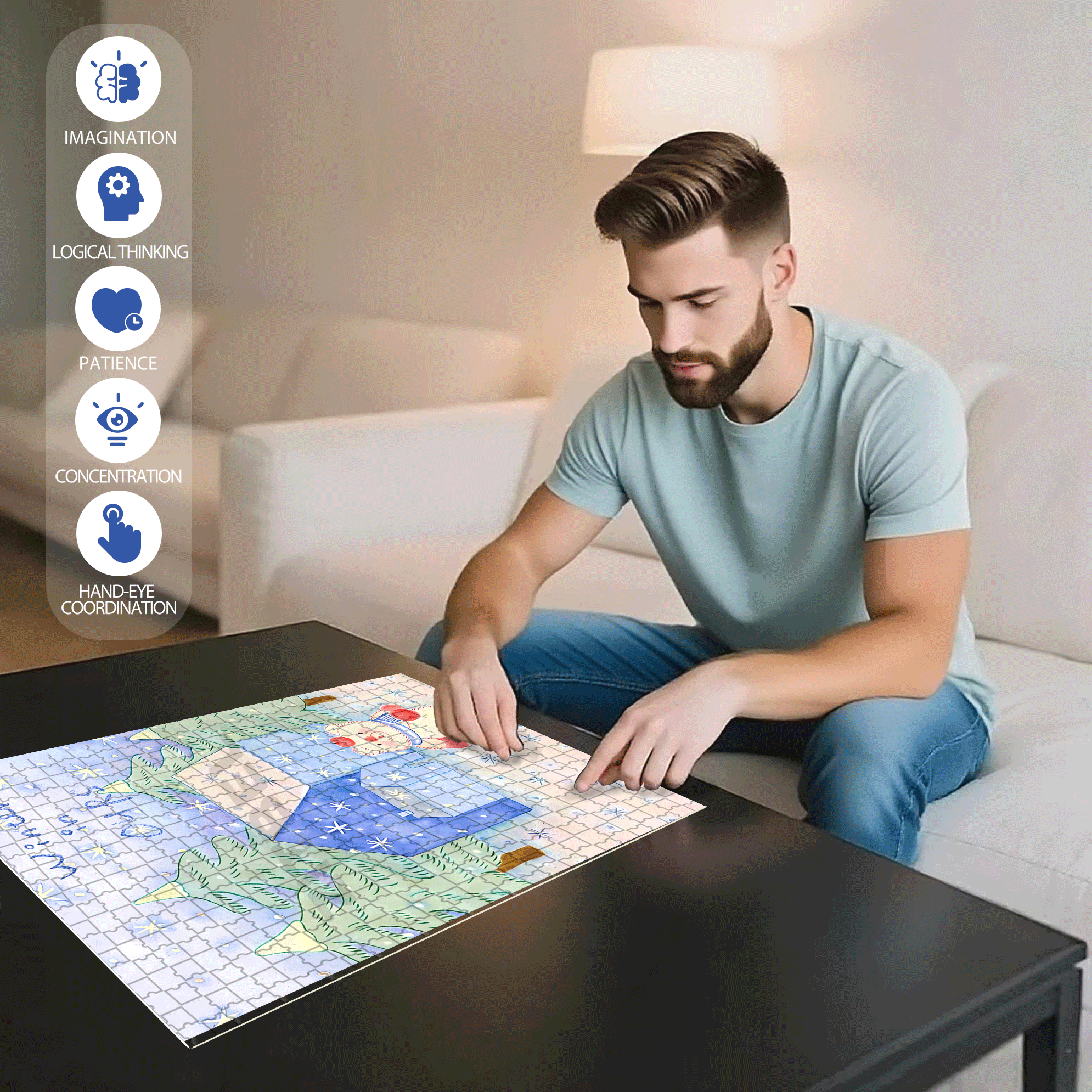 Winter In Ours 500pcs/1000pcs Jigsaw Puzzle, Scratch-Resistant, Interactive Family Game & Brain-Boosting DIY Decor, Perfect for Halloween, Christmas & New Year Gifts, Family Puzzle Game