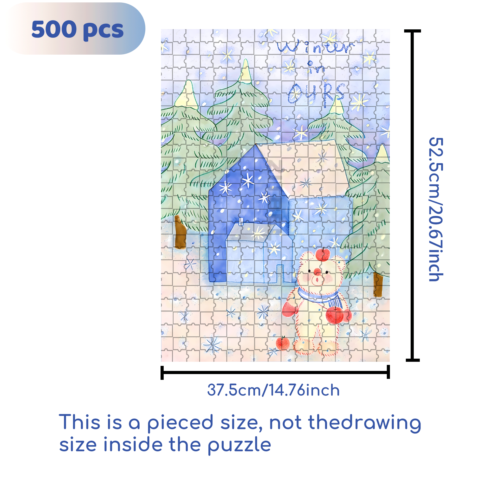 Winter In Ours 500pcs/1000pcs Jigsaw Puzzle, Scratch-Resistant, Interactive Family Game & Brain-Boosting DIY Decor, Perfect for Halloween, Christmas & New Year Gifts, Family Puzzle Game