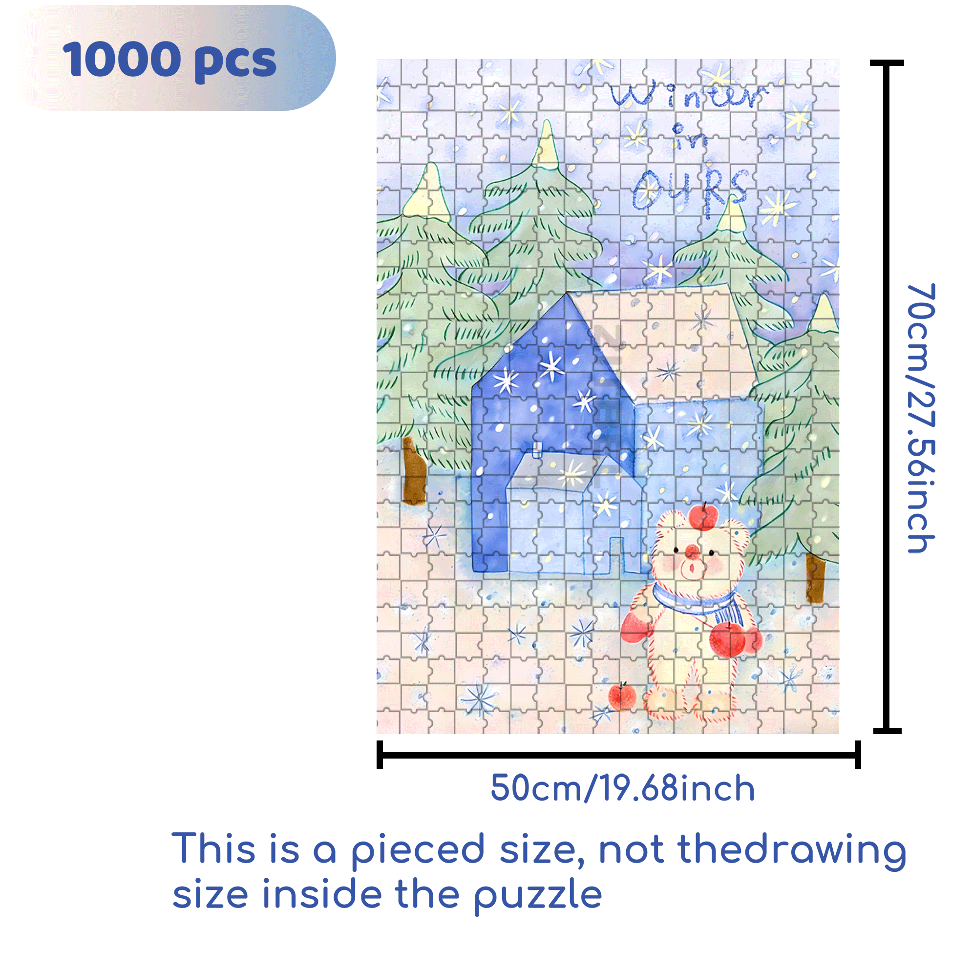 Winter In Ours 500pcs/1000pcs Jigsaw Puzzle, Scratch-Resistant, Interactive Family Game & Brain-Boosting DIY Decor, Perfect for Halloween, Christmas & New Year Gifts, Family Puzzle Game