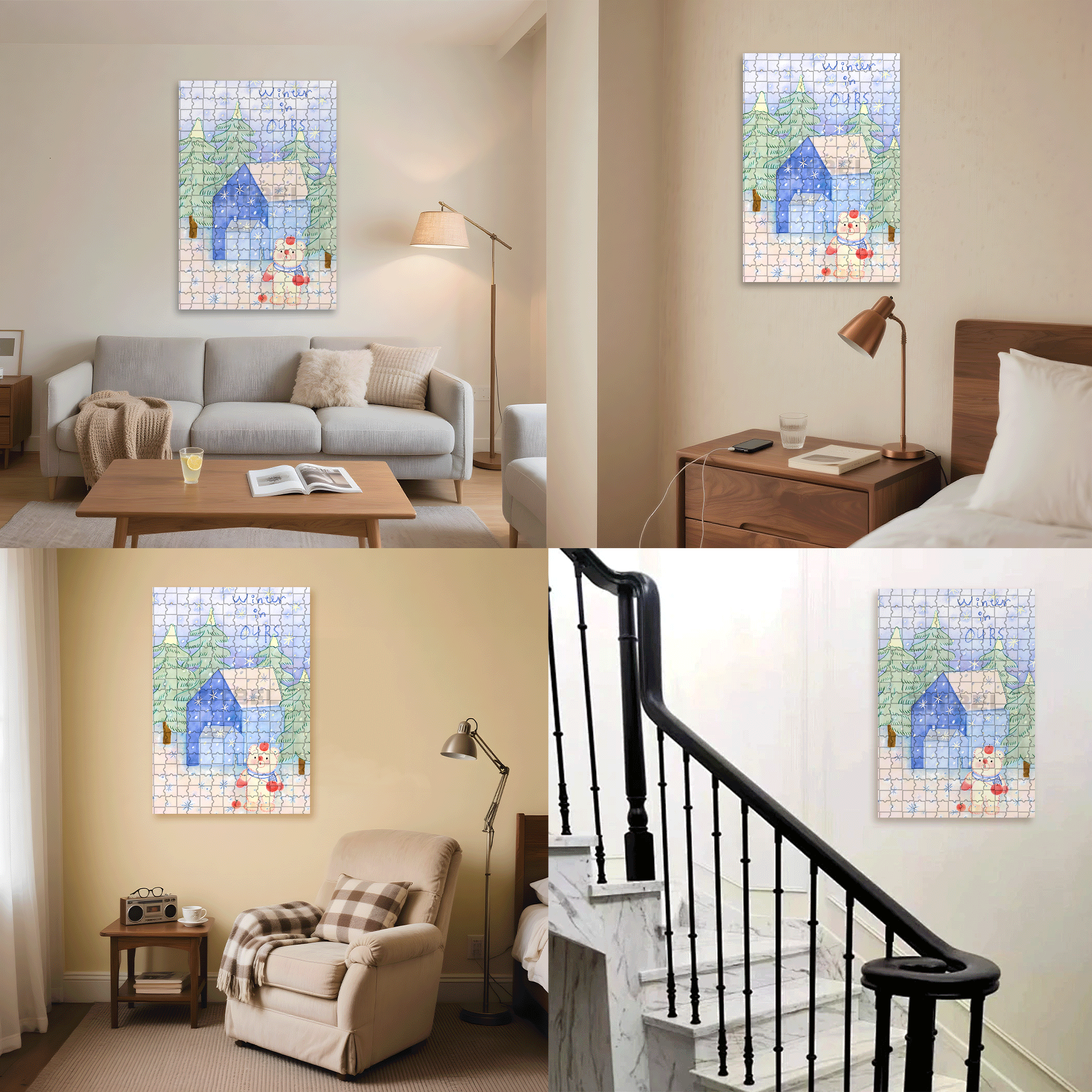Winter In Ours 500pcs/1000pcs Jigsaw Puzzle, Scratch-Resistant, Interactive Family Game & Brain-Boosting DIY Decor, Perfect for Halloween, Christmas & New Year Gifts, Family Puzzle Game