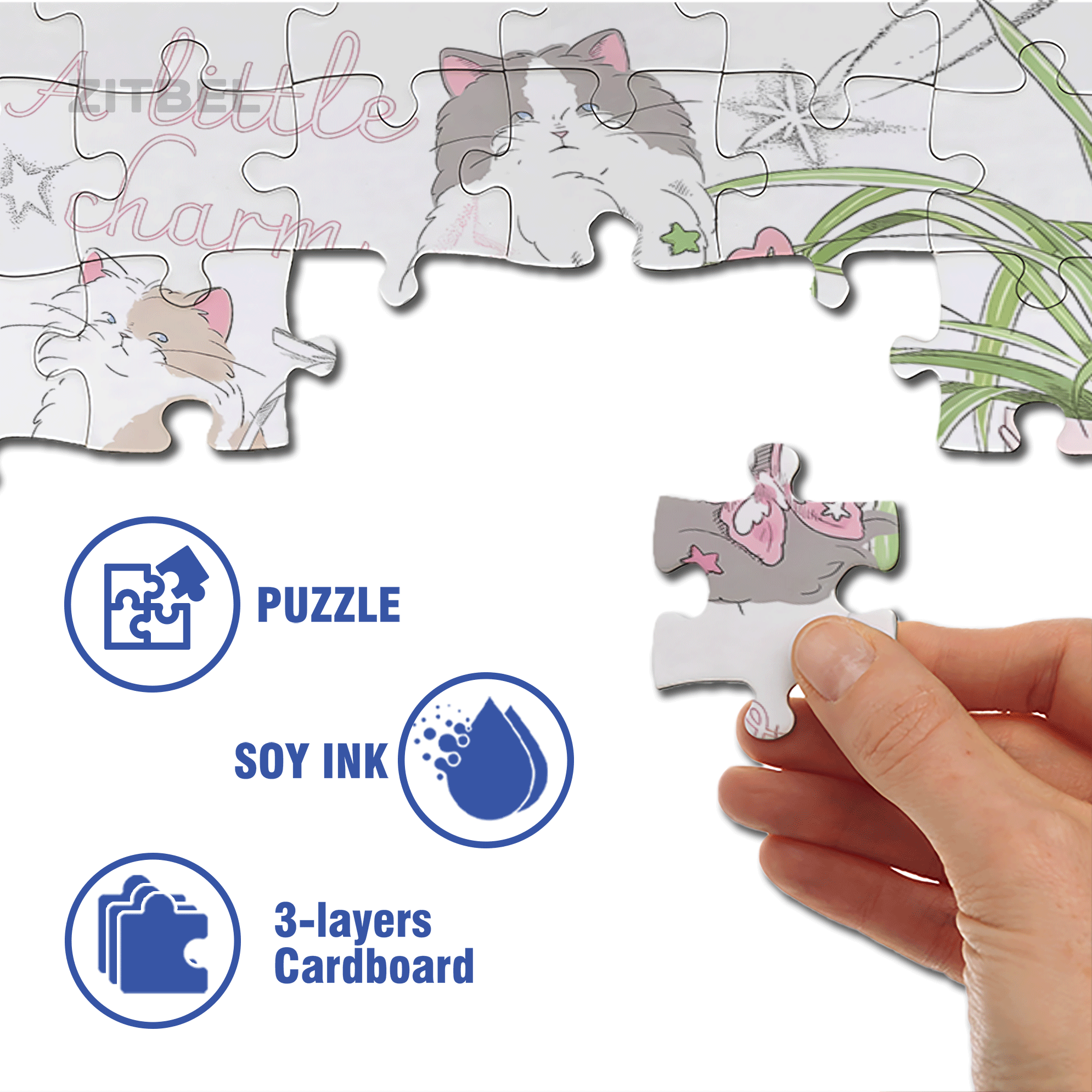 A Lot Of Little Fluffy 500pcs/1000pcs Jigsaw Puzzle, Scratch-Resistant, Interactive Family Game & Brain-Boosting DIY Decor, Perfect for Halloween, Christmas & New Year Gifts, Family Puzzle Game