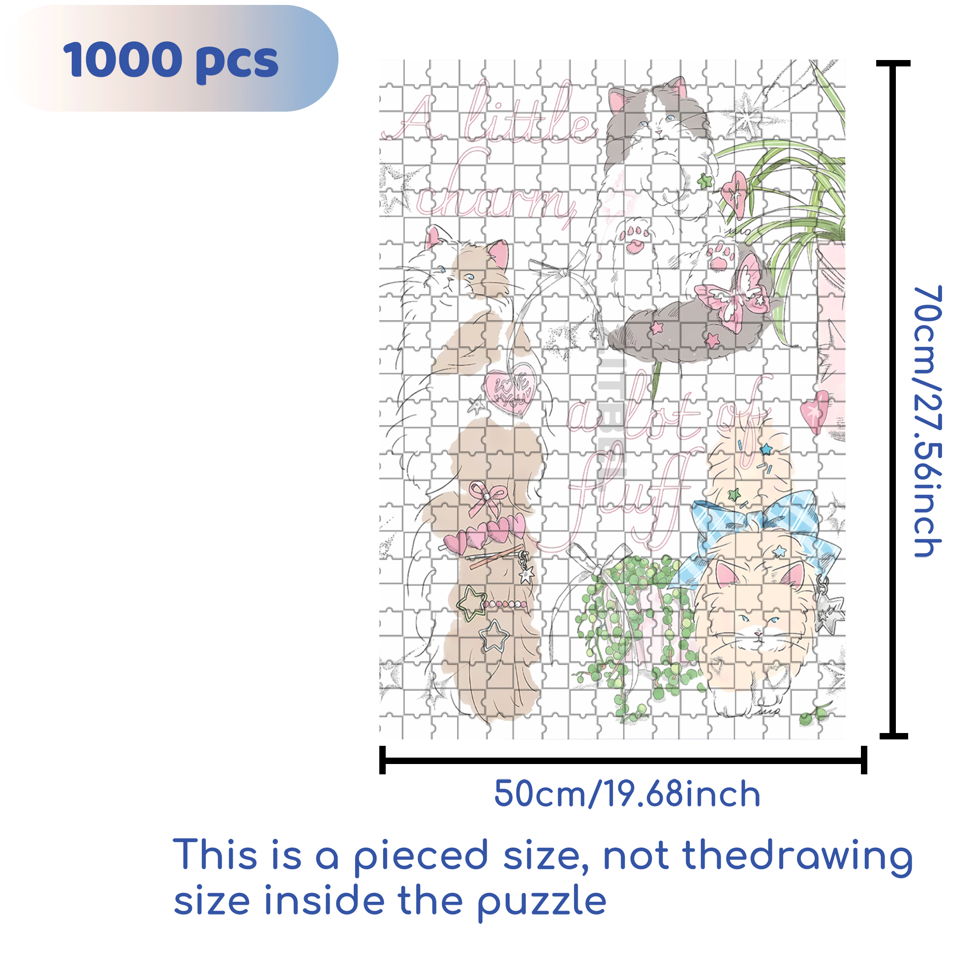 A Lot Of Little Fluffy 500pcs/1000pcs Jigsaw Puzzle, Scratch-Resistant, Interactive Family Game & Brain-Boosting DIY Decor, Perfect for Halloween, Christmas & New Year Gifts, Family Puzzle Game