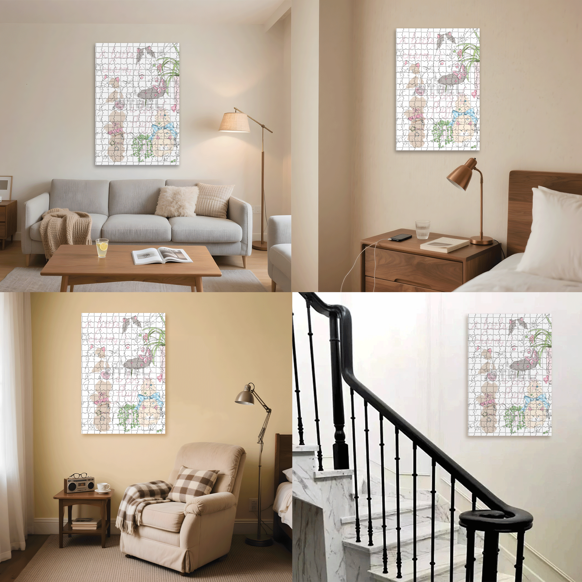 A Lot Of Little Fluffy 500pcs/1000pcs Jigsaw Puzzle, Scratch-Resistant, Interactive Family Game & Brain-Boosting DIY Decor, Perfect for Halloween, Christmas & New Year Gifts, Family Puzzle Game